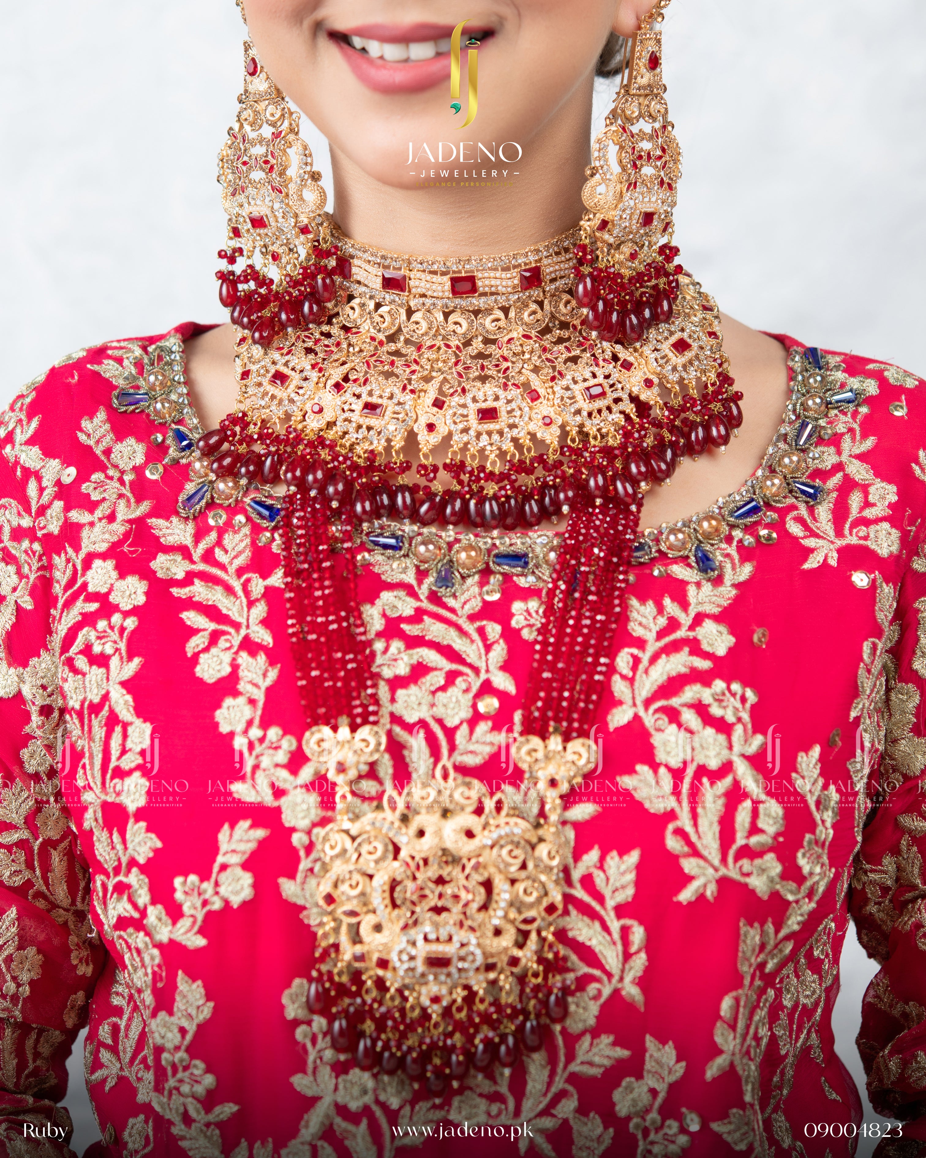 Masha Heavy Casted Bridal Collar Set With Tika Jhumar