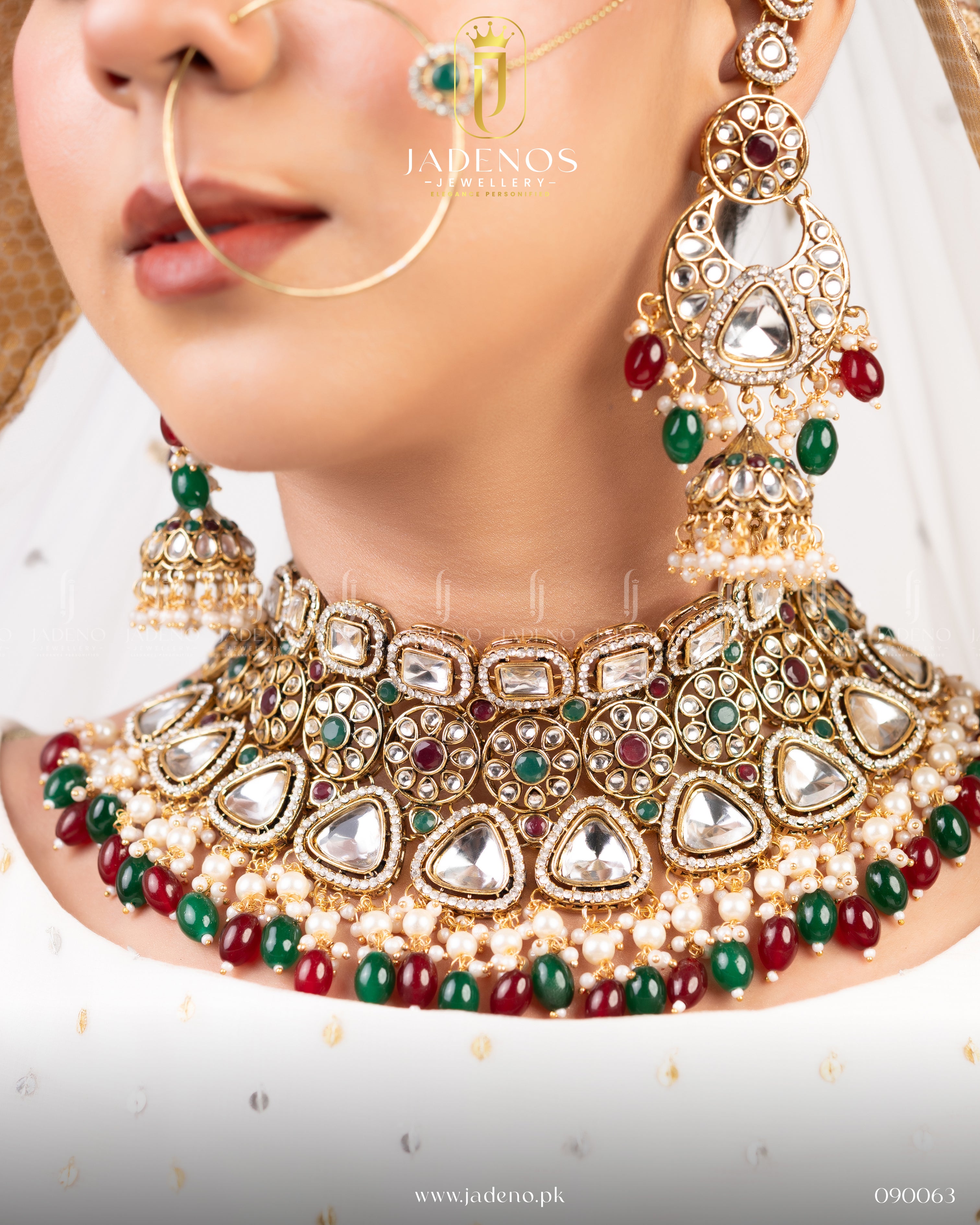 The Mah-e-Noor Bridal Set with Nath and Adjustable Rings