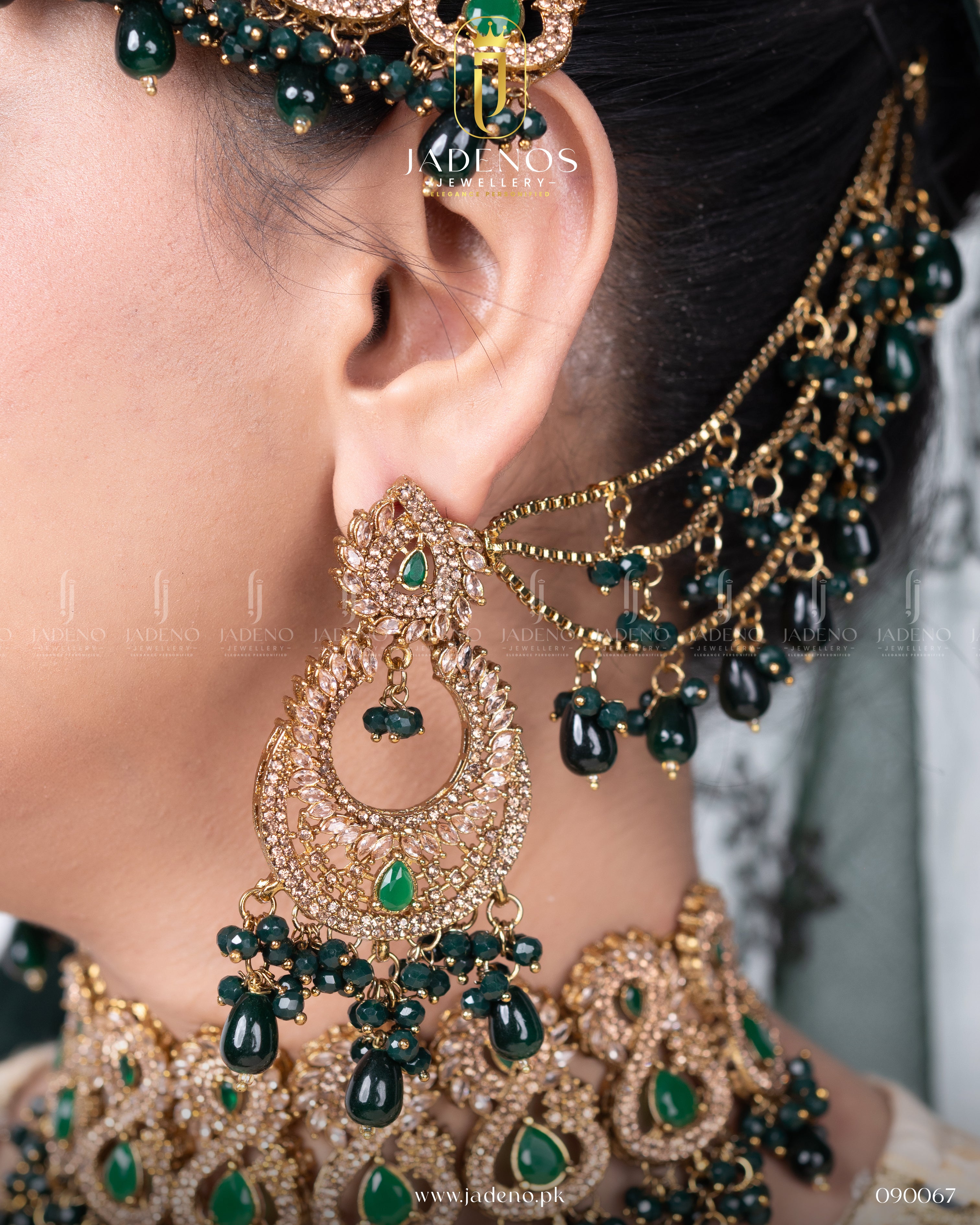 Premium Quality Zeenat-e-Ishq Bridal Collar set with Sahara Earrings, Tika and Jhumar