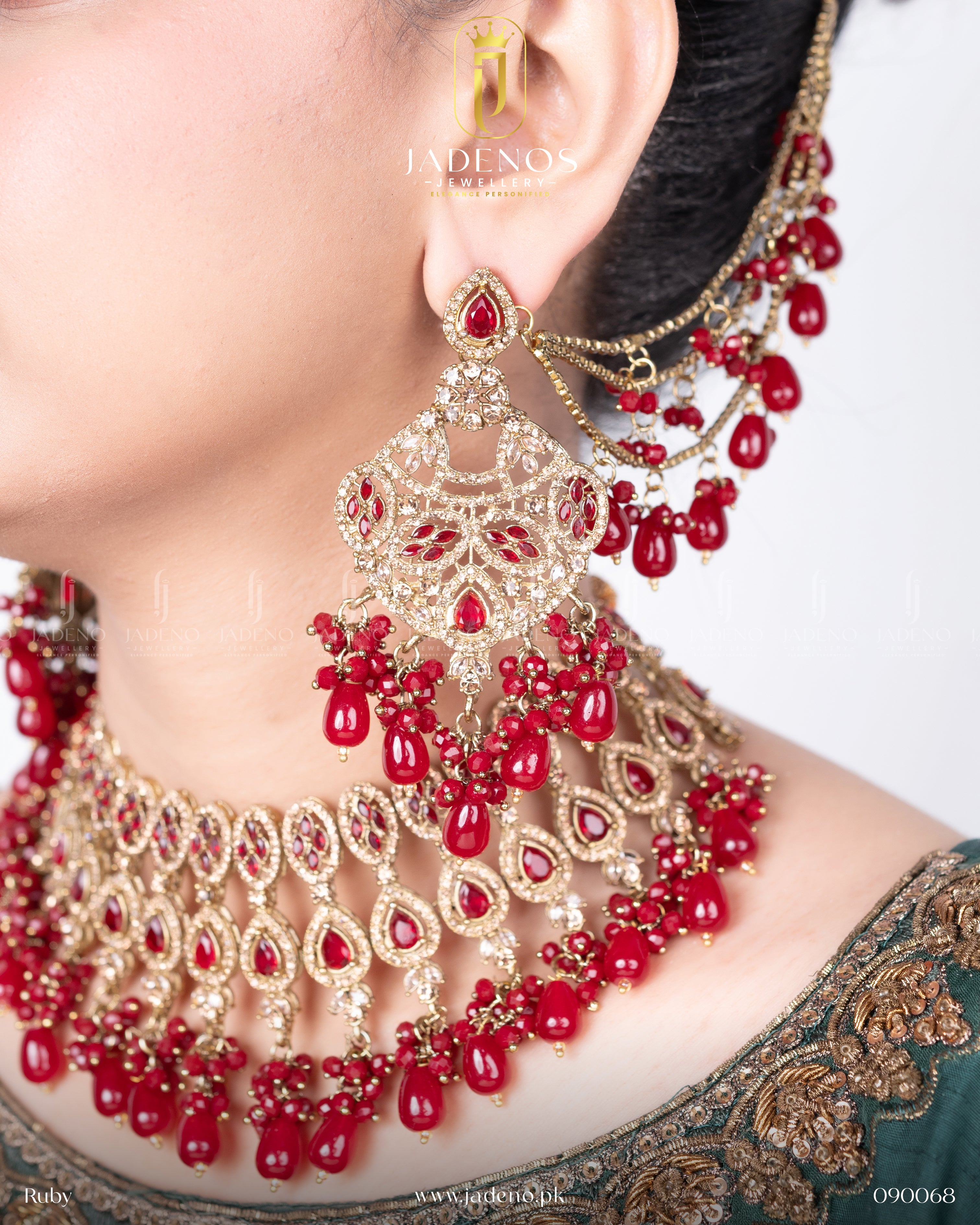Premium Quality Jashan-e- Zeenat Set with Sahara Earrings Tika and Jhumar