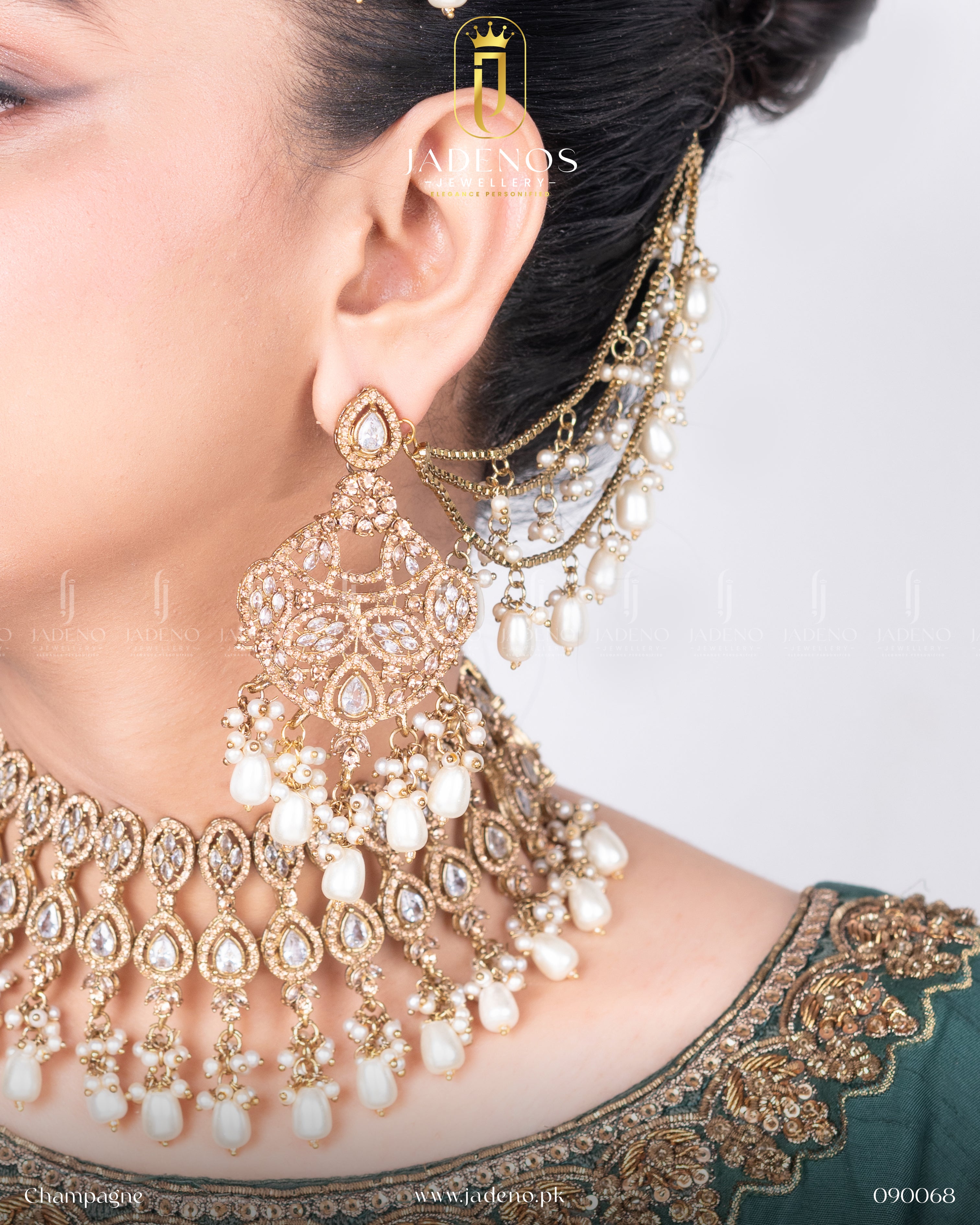 Premium Quality Jashan-e- Zeenat Set with Sahara Earrings Tika and Jhumar