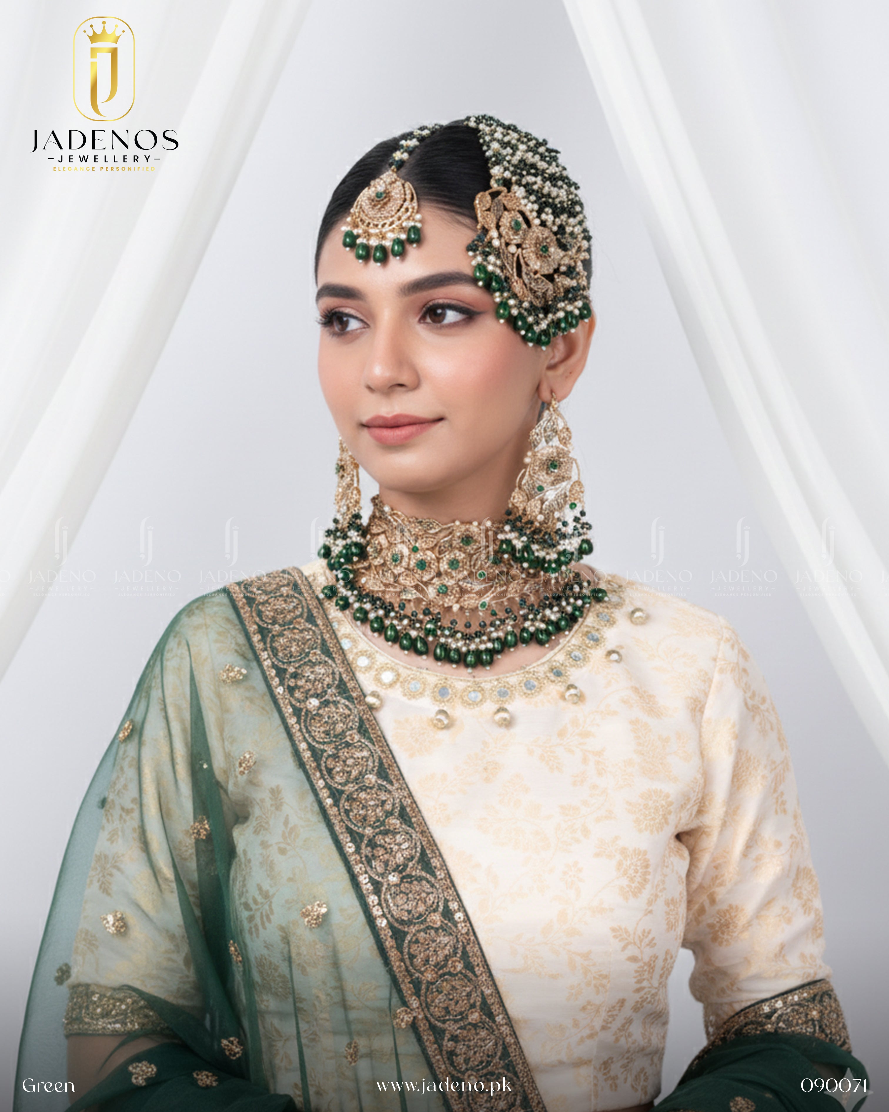 Premium Qulaity Evoglam Bridal Set with Anja Tika and Jhumar