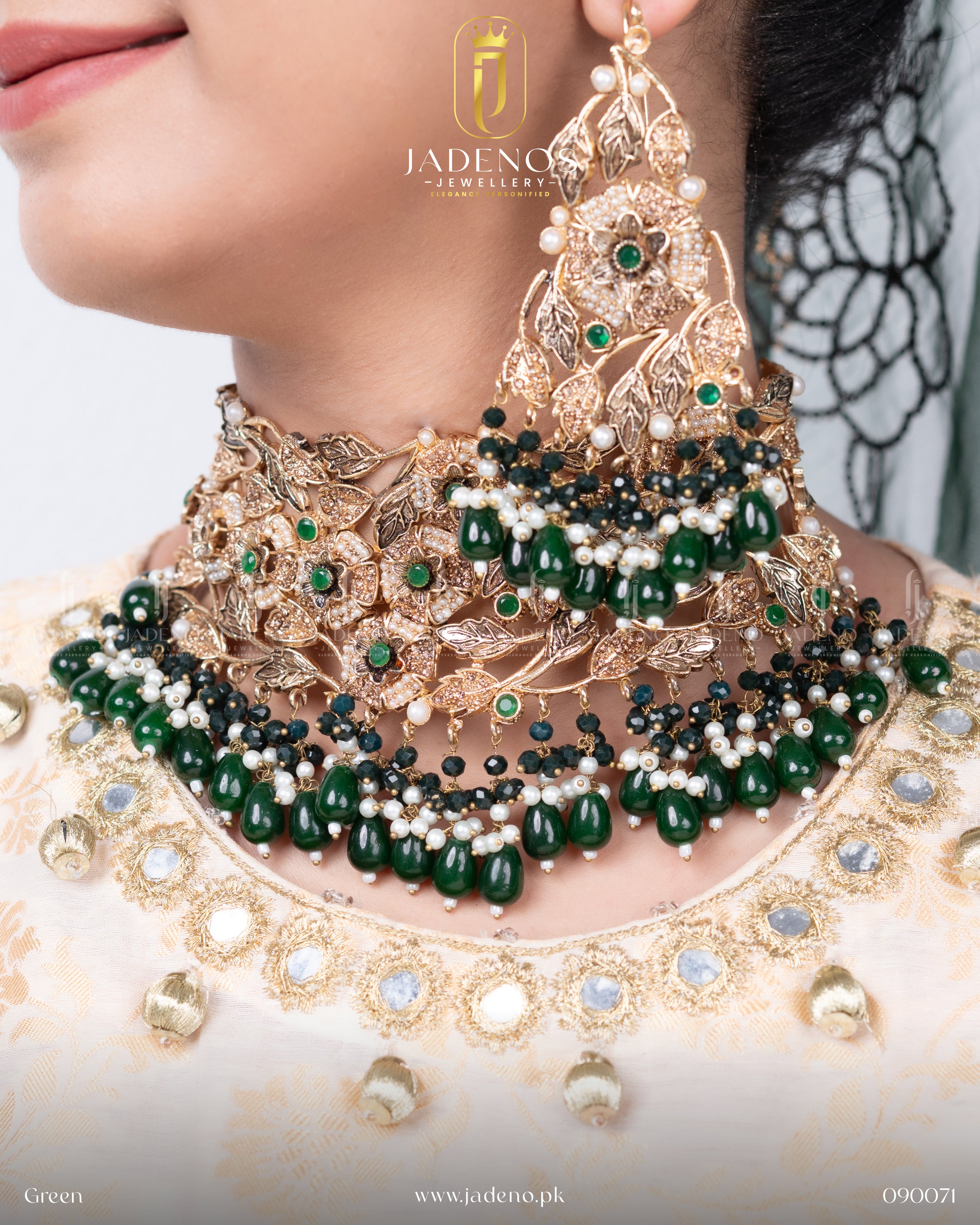 Premium Qulaity Evoglam Bridal Set with Anja Tika and Jhumar