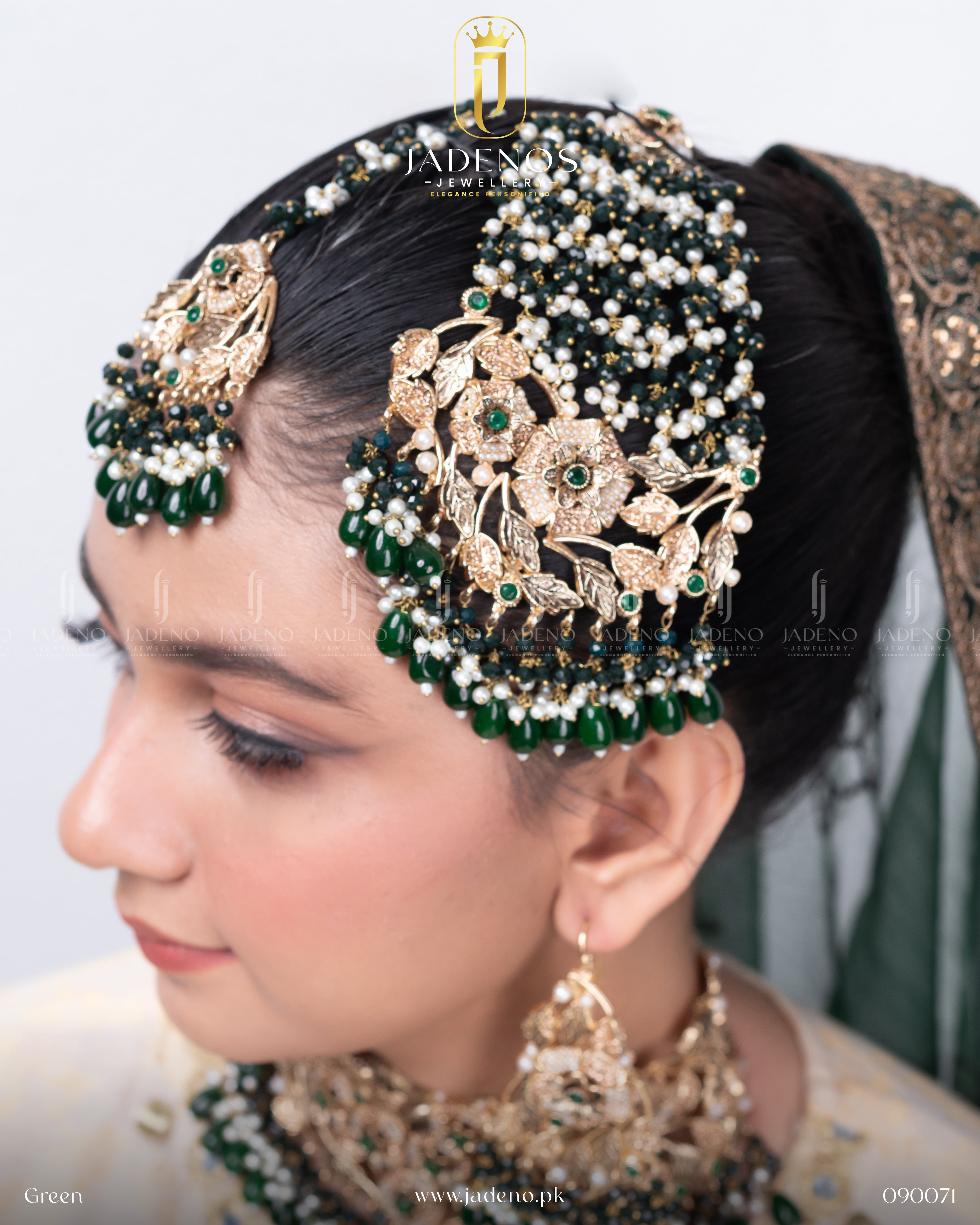 Premium Qulaity Evoglam Bridal Set with Anja Tika and Jhumar