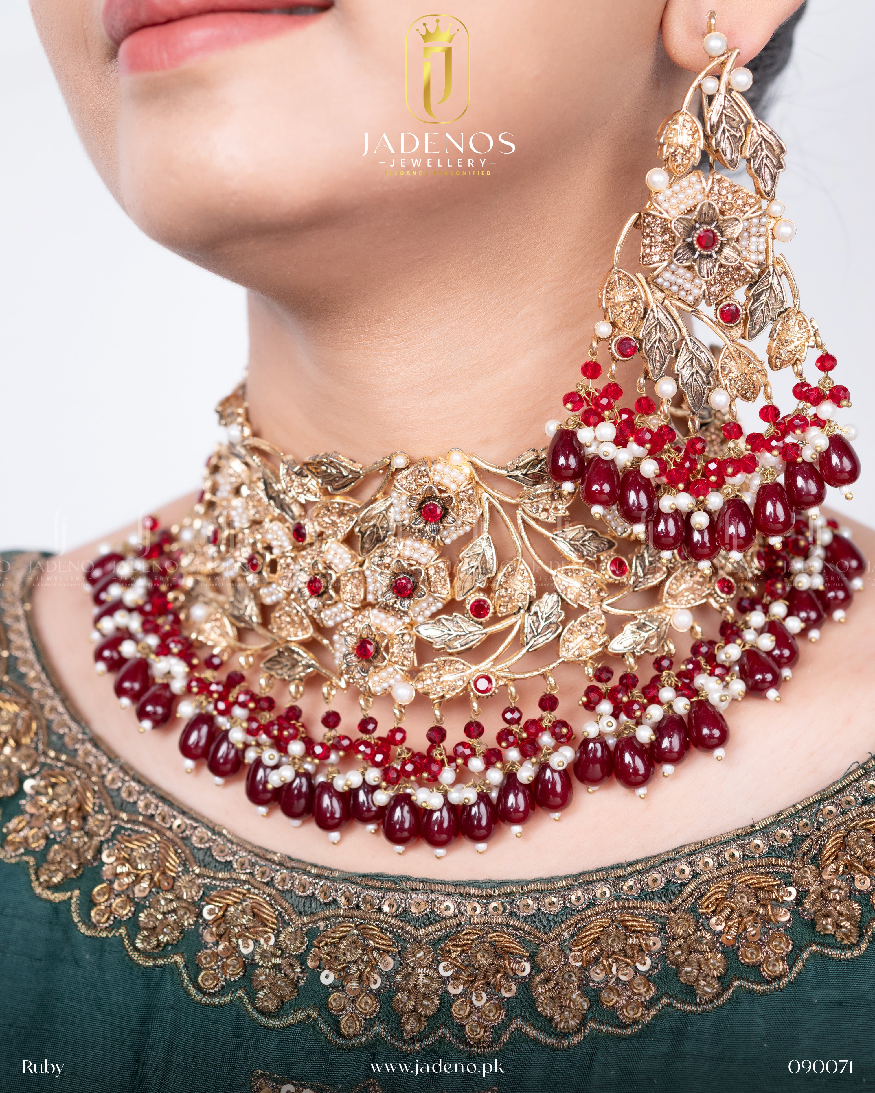 Premium Qulaity Evoglam Bridal Set with Anja Tika and Jhumar