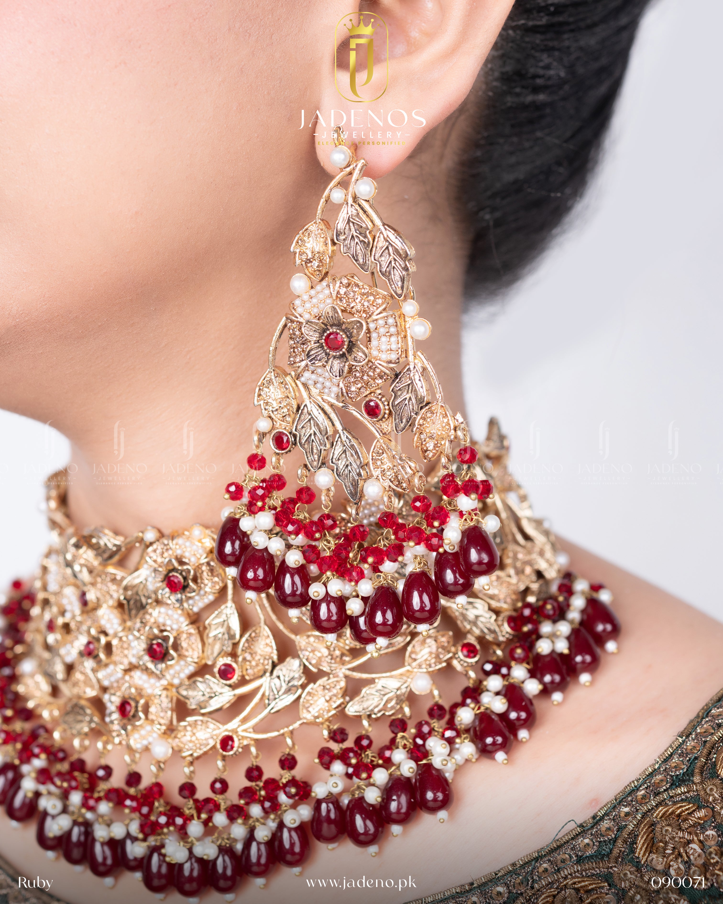 Premium Qulaity Evoglam Bridal Set with Anja Tika and Jhumar