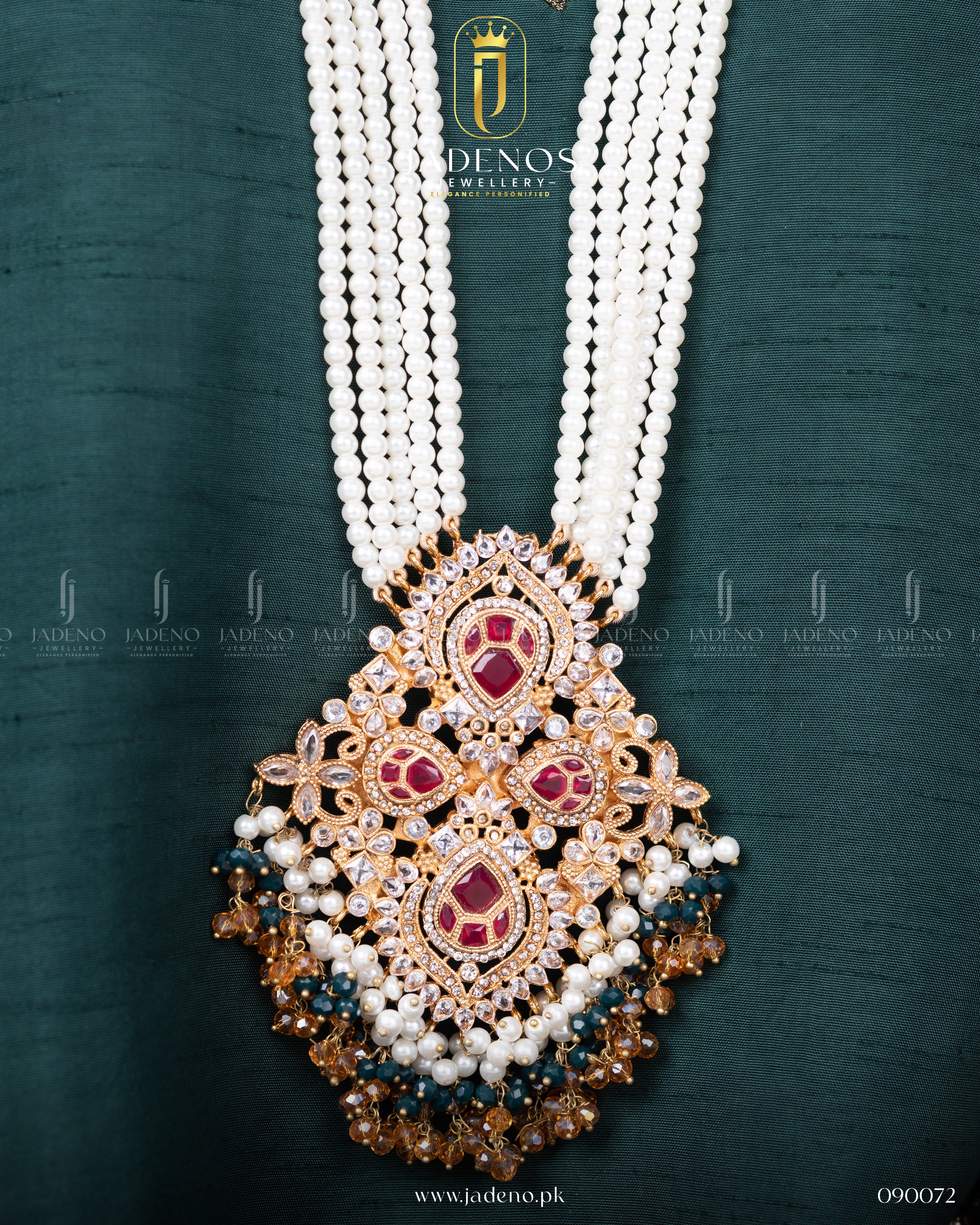 The Traditional Hyderabadi Shehnai Royal Complete Bridal Set with Sahara Earrings, Guluband, Maala, Tika and Jhumar