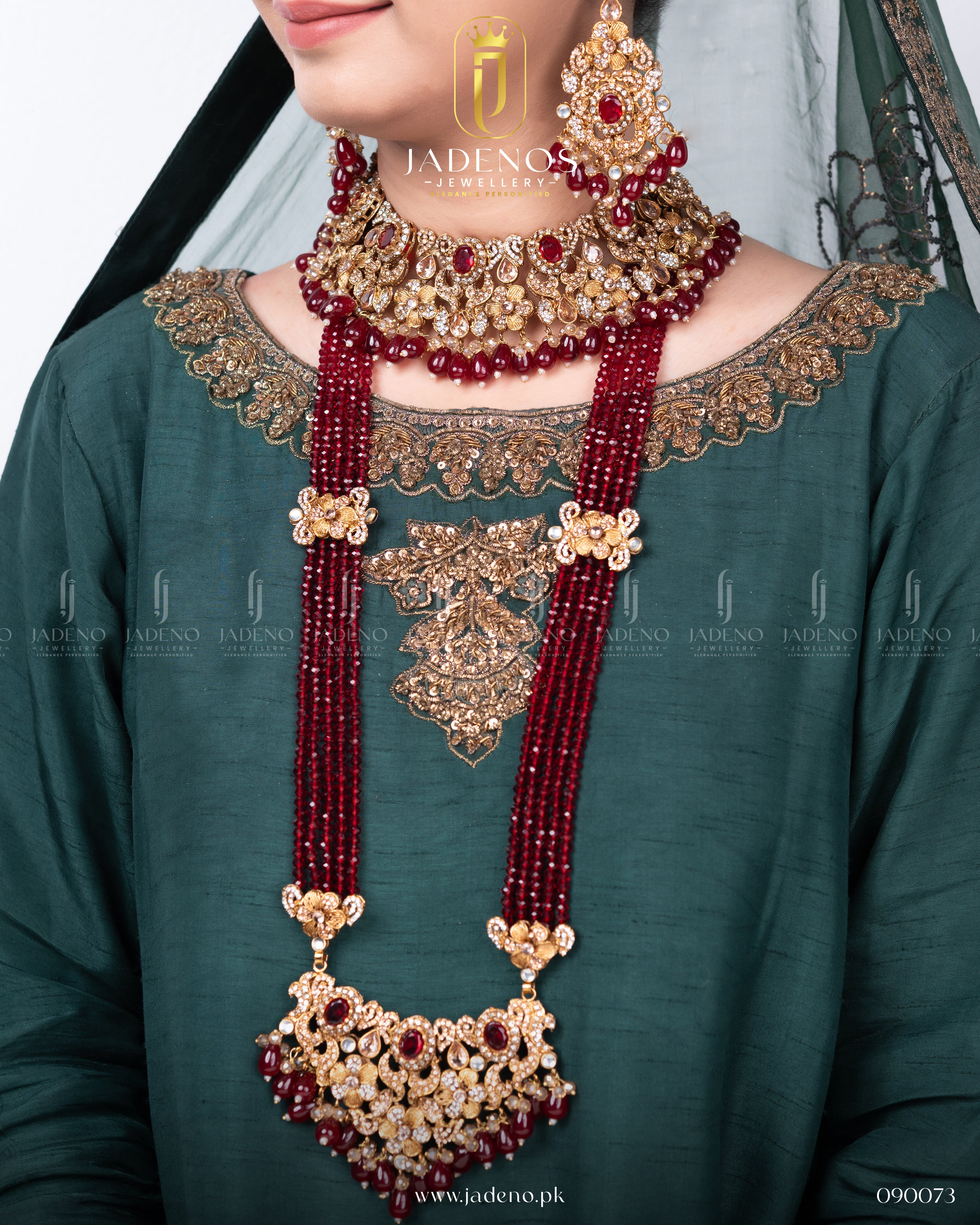 Traditional Rangreza Bridal Set With Maala, Tika and Jhumar