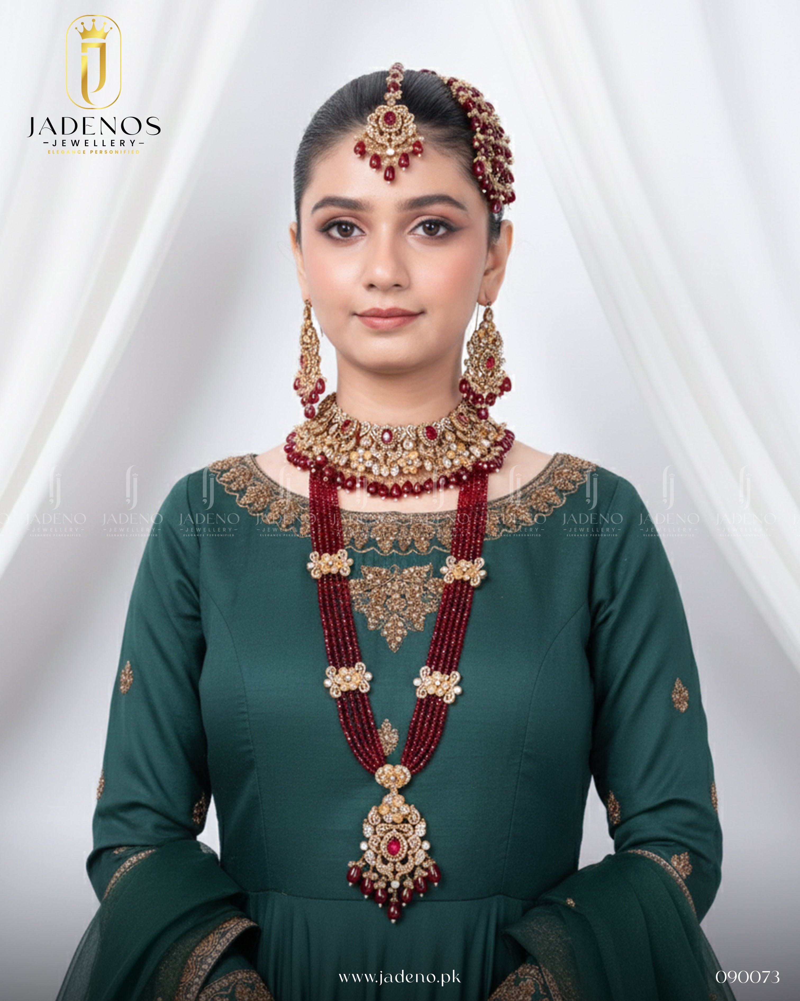 Traditional Rangreza Bridal Set With Maala, Tika and Jhumar