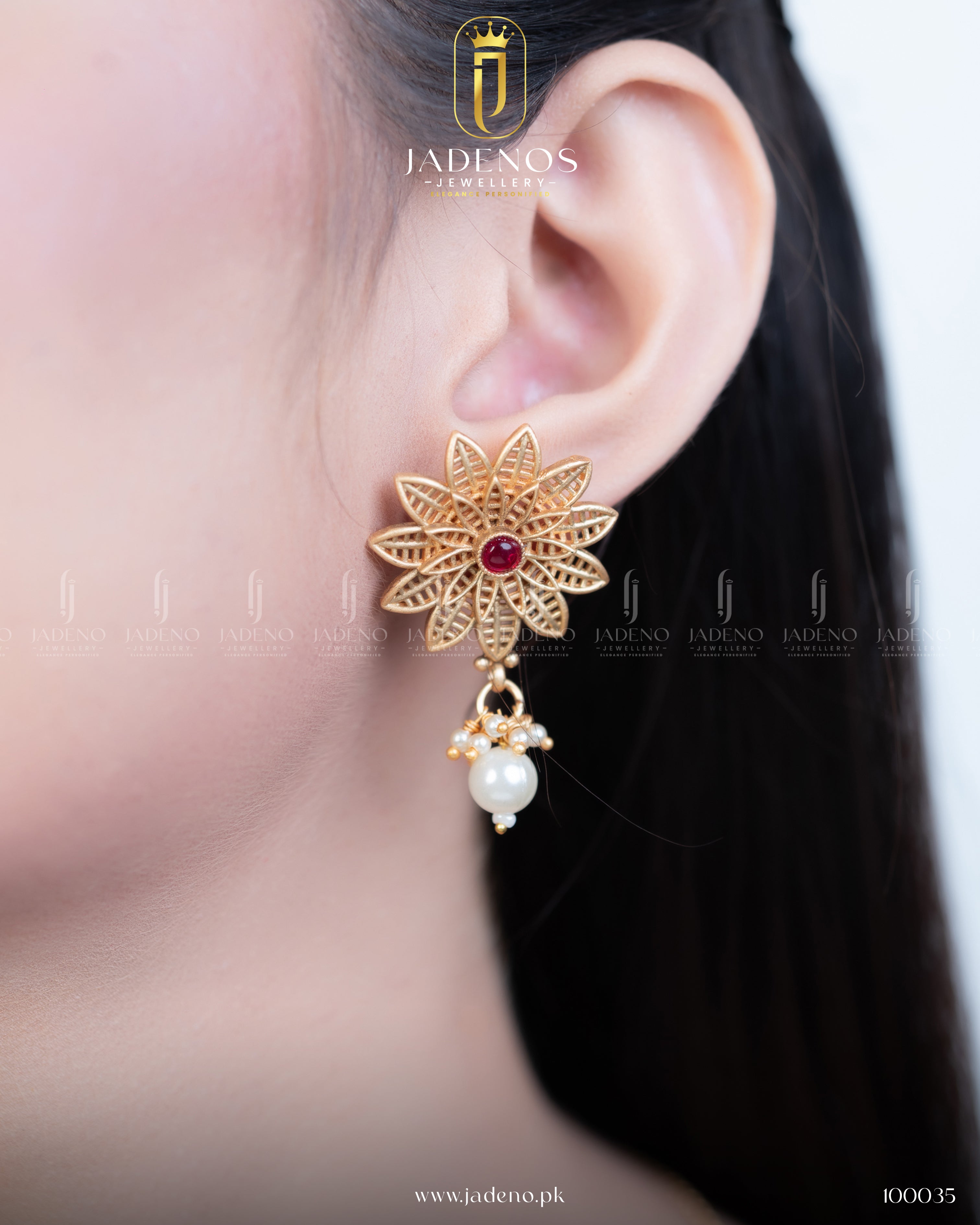 South Indian Round Cut Flora Pendant Set
