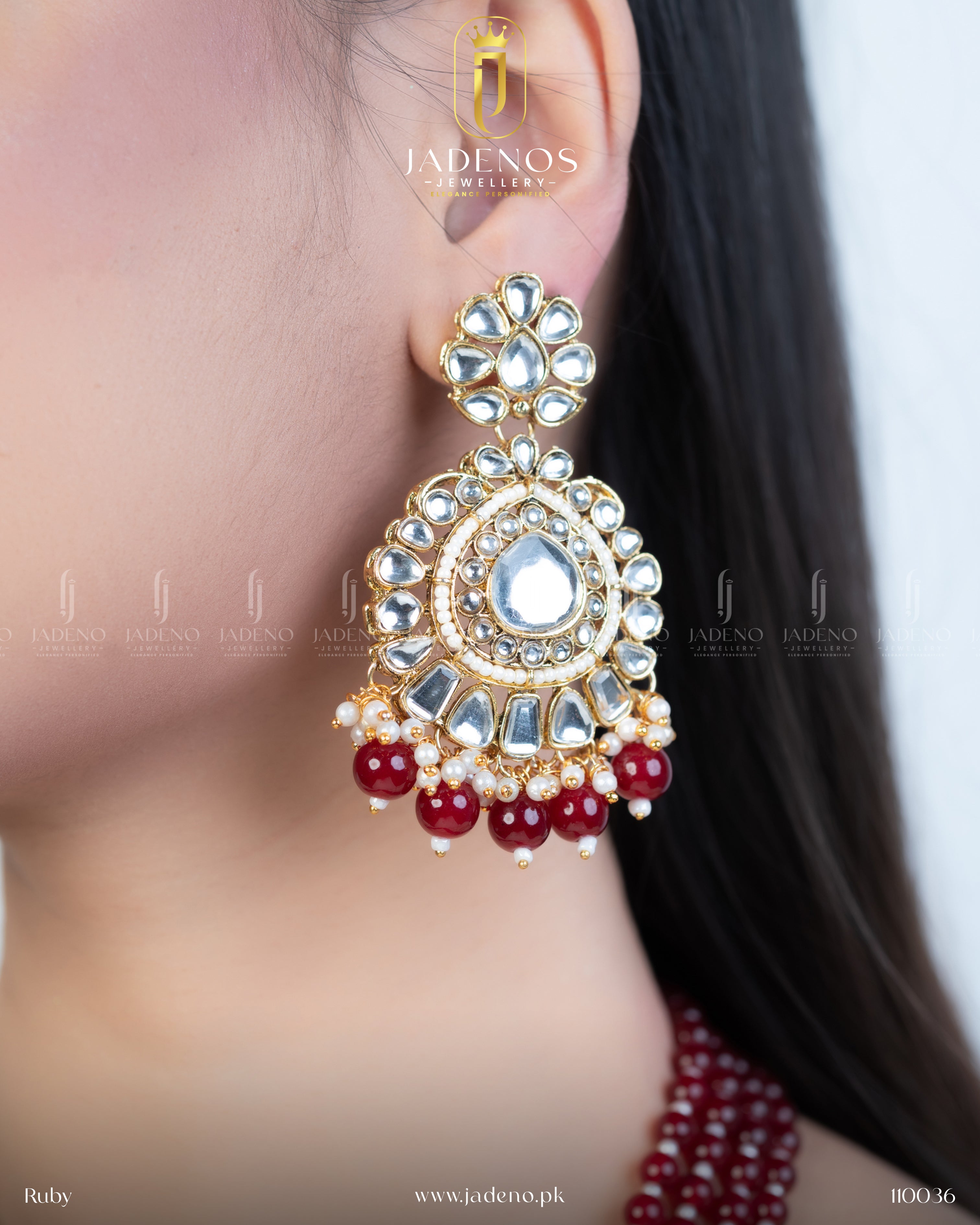 Premium Quality Pure Indian Kundan Maharani Malla with Tika And Earrings