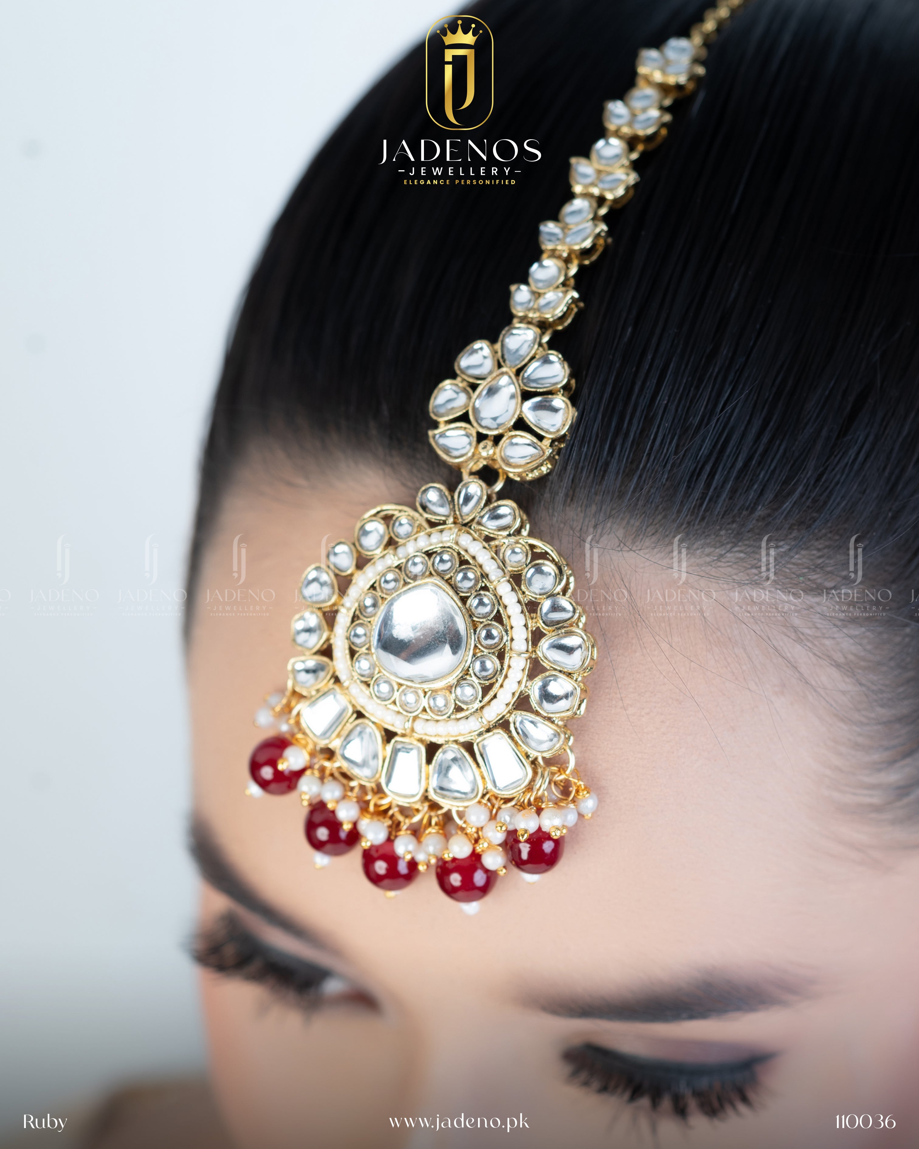 Premium Quality Pure Indian Kundan Maharani Malla with Tika And Earrings