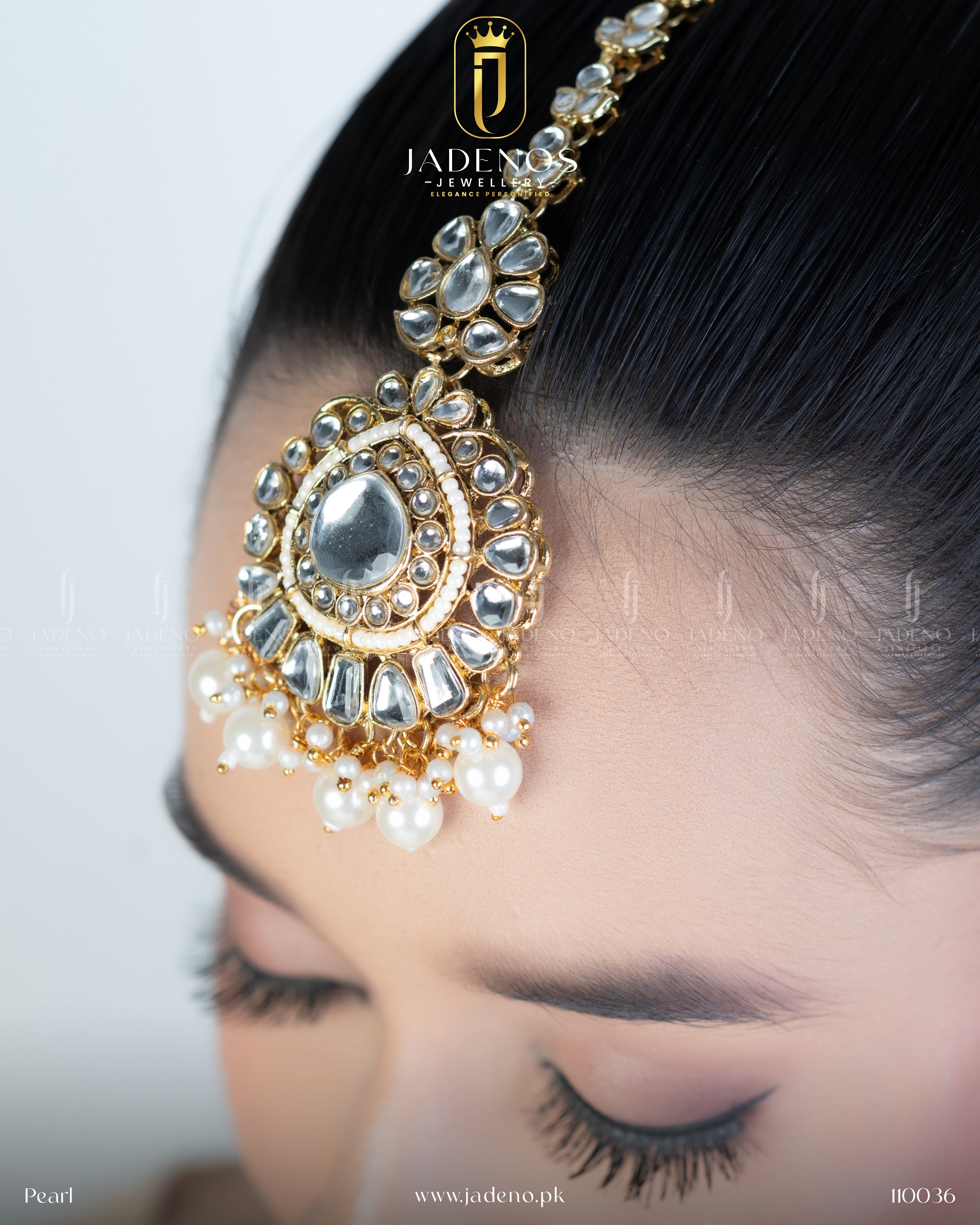 Premium Quality Pure Indian Kundan Maharani Malla with Tika And Earrings