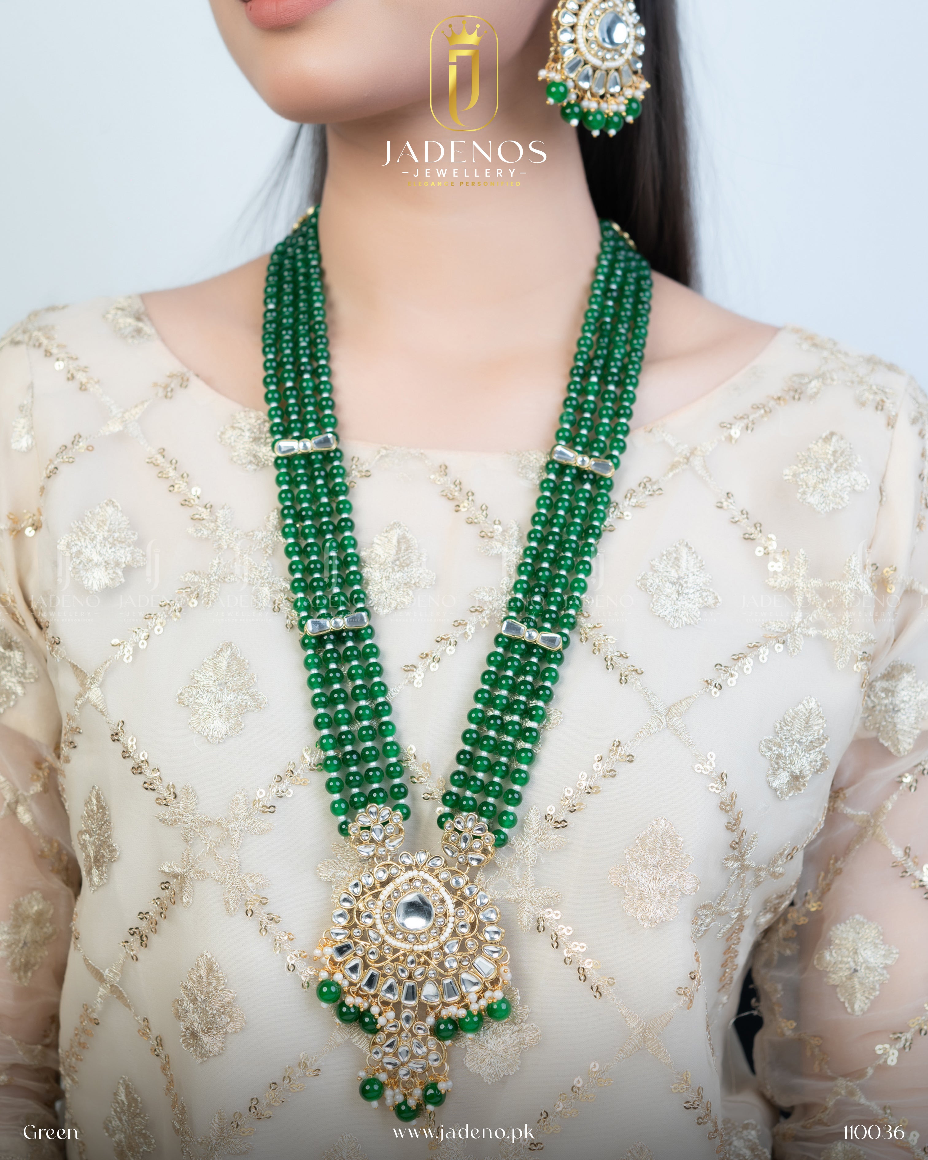 Premium Quality Pure Indian Kundan Maharani Malla with Tika And Earrings