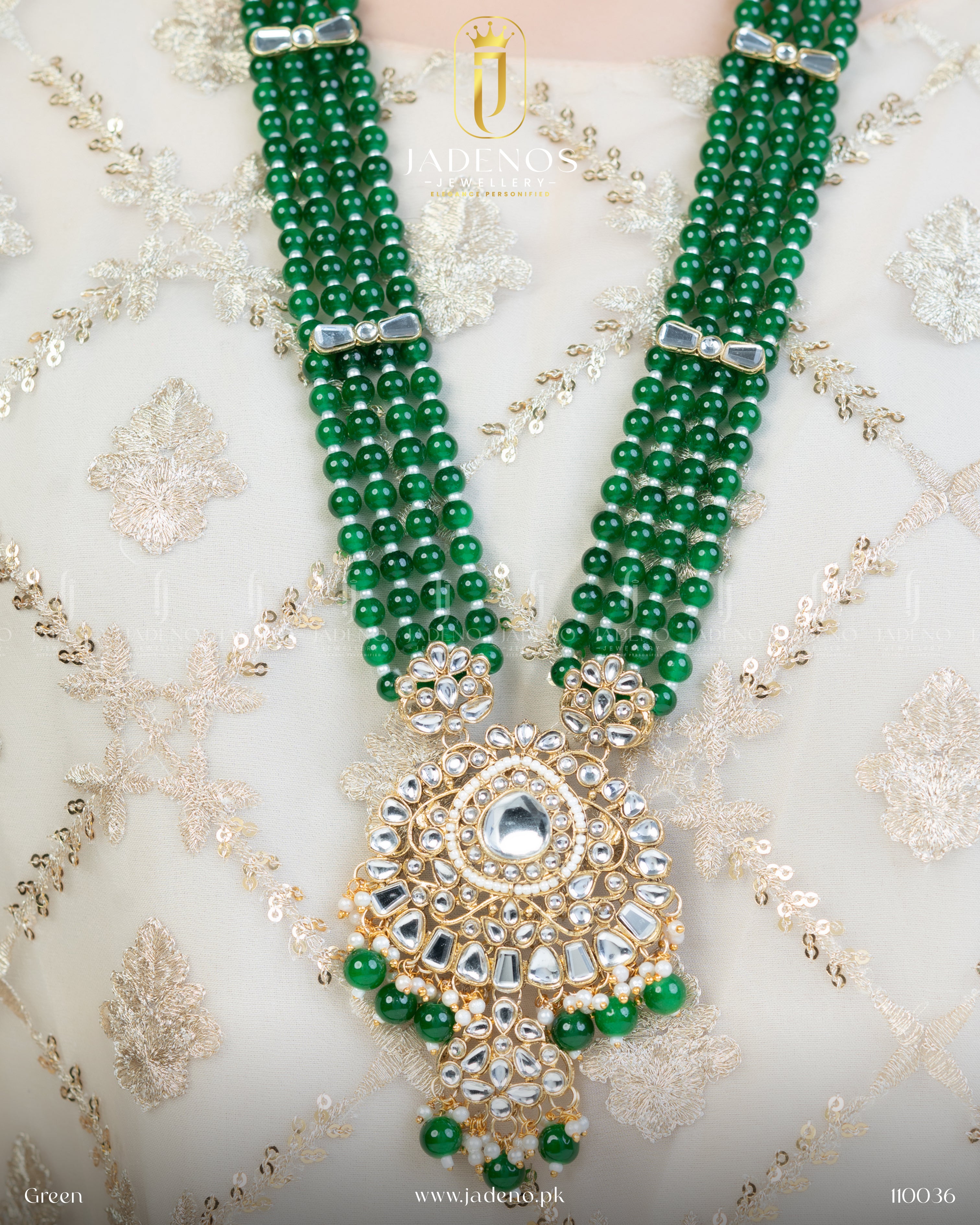 Premium Quality Pure Indian Kundan Maharani Malla with Tika And Earrings