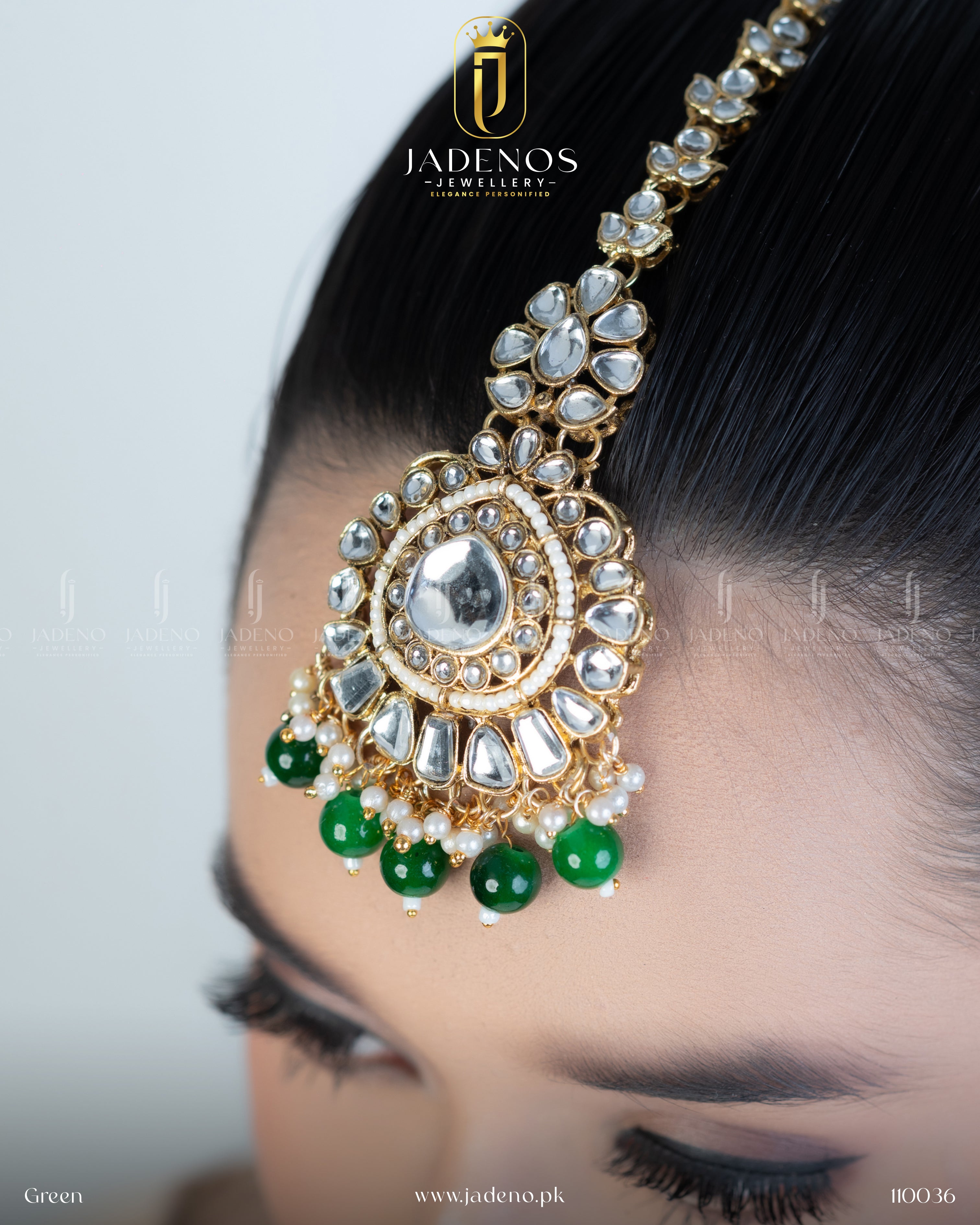 Premium Quality Pure Indian Kundan Maharani Malla with Tika And Earrings