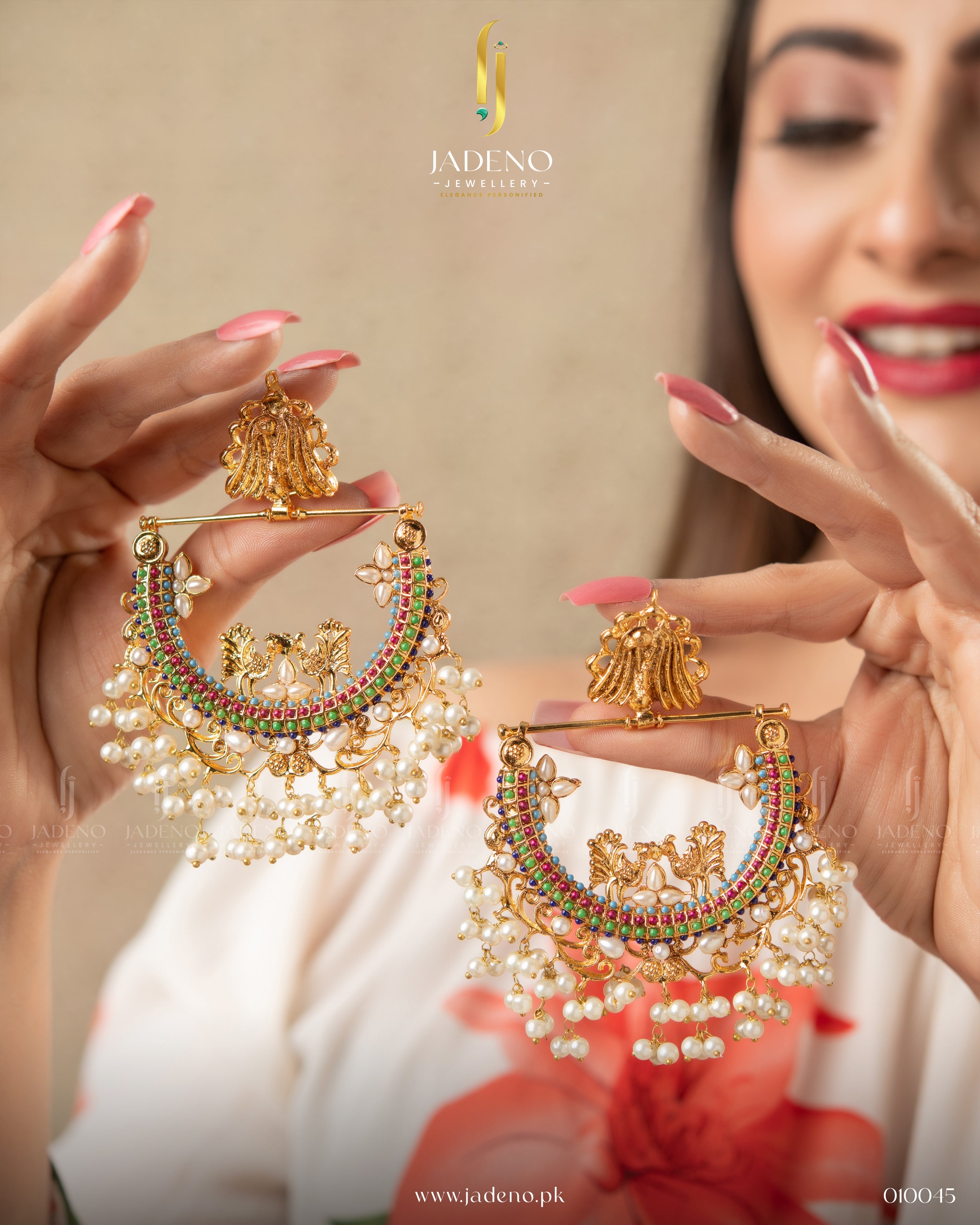 "Buy Designers Crafted Half Cut Peacock Earrings Online in Pakistan | Jadeno.pk"
