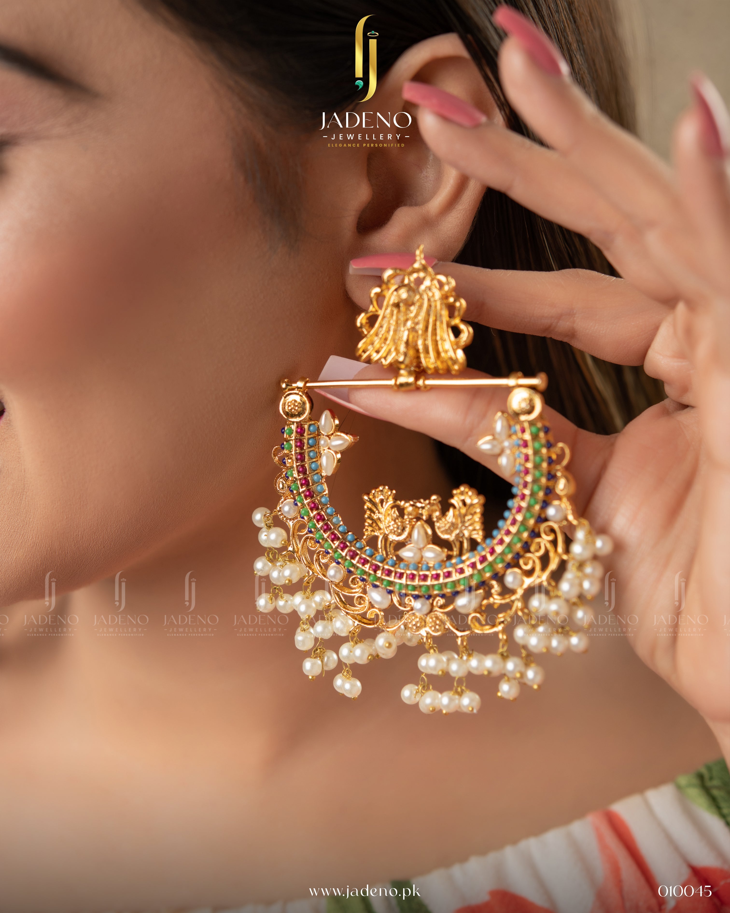 "Buy Designers Crafted Half Cut Peacock Earrings Online in Pakistan | Jadeno.pk"