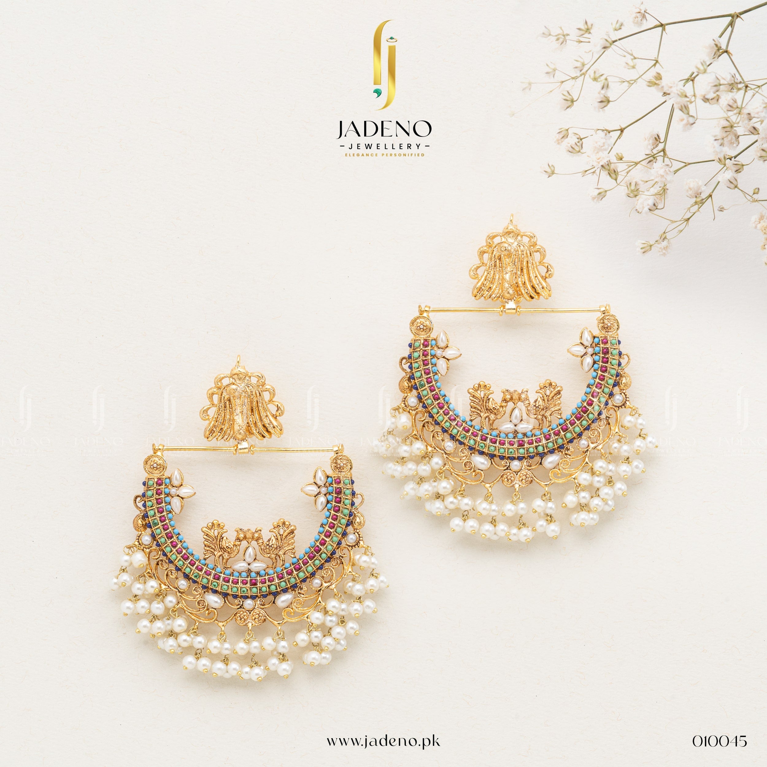 "Buy Designers Crafted Half Cut Peacock Earrings Online in Pakistan | Jadeno.pk"