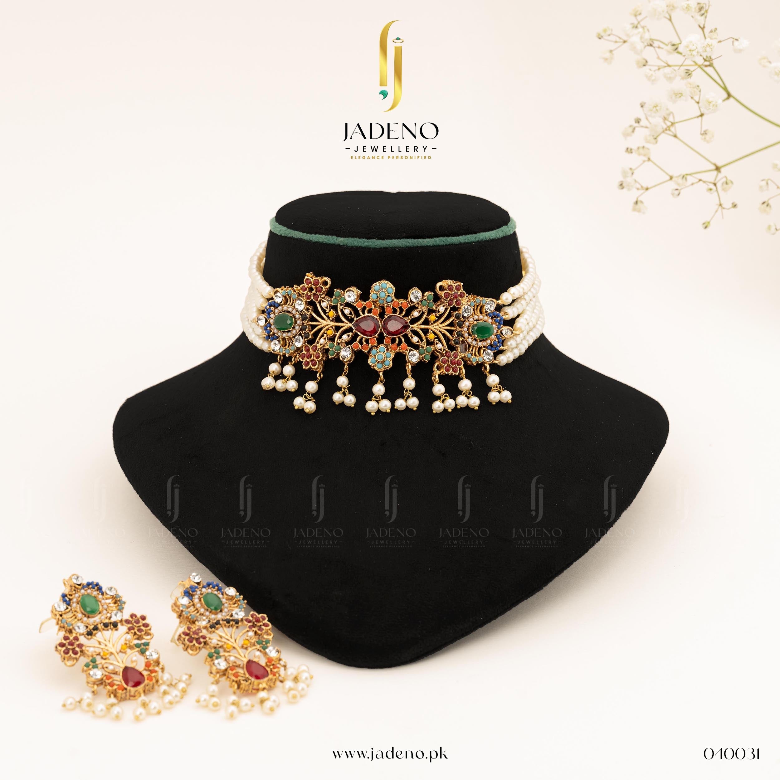"Buy Trendy Nauratan Choker Necklace Online in Pakistan | Jadeno.pk"