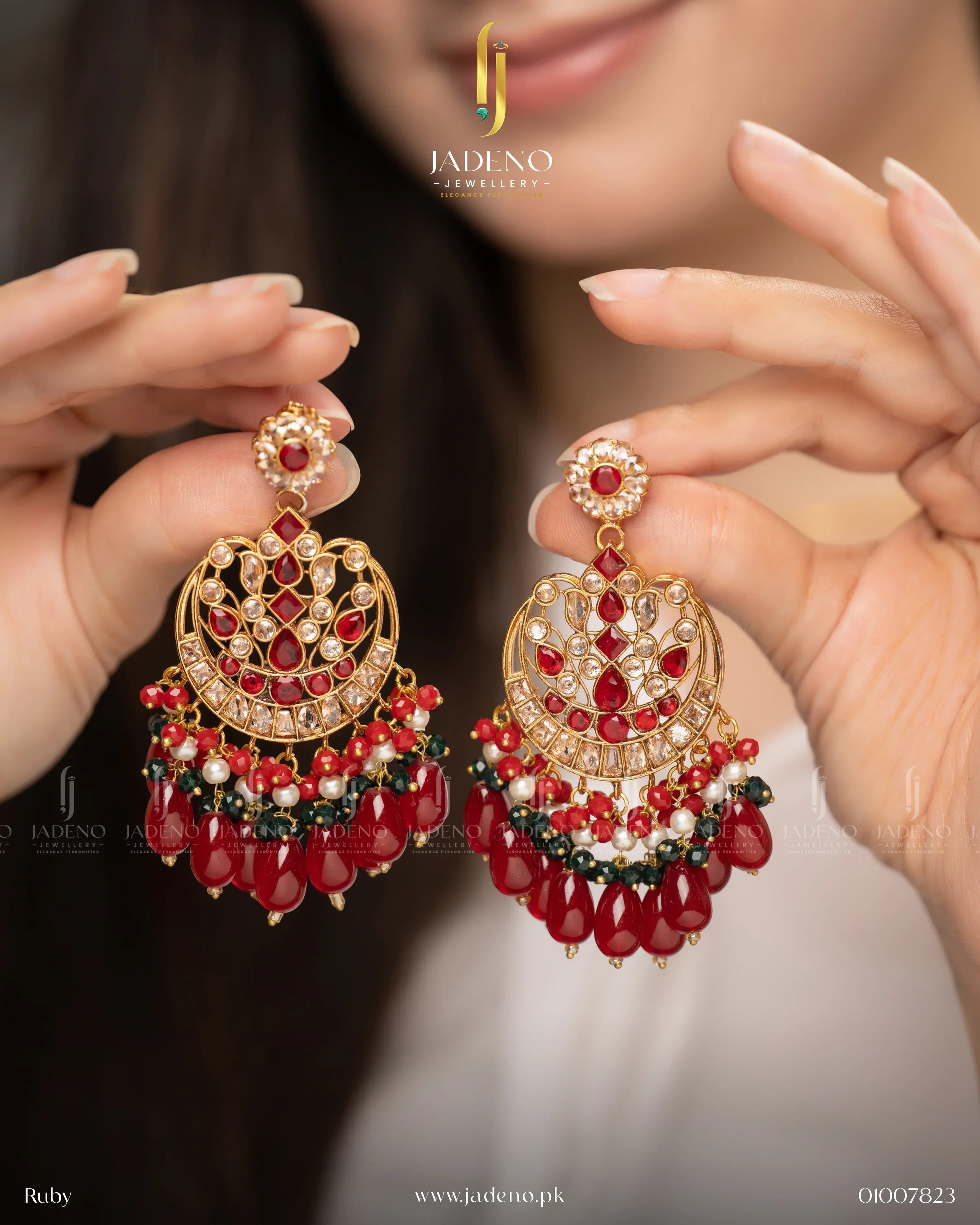 "Ayzel's Polki Earrings - Jadeno"