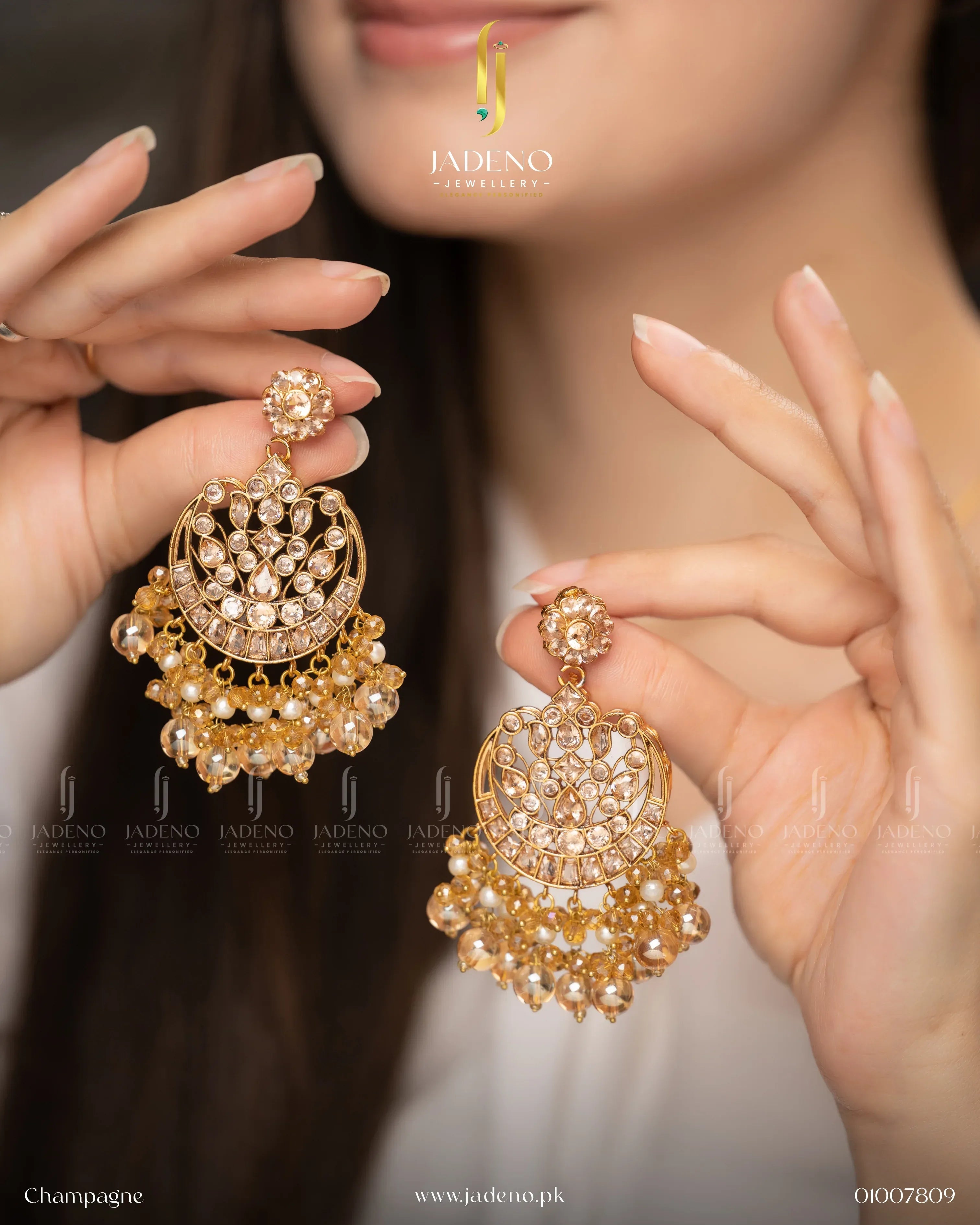 "Ayzel's Polki Earrings - Jadeno"