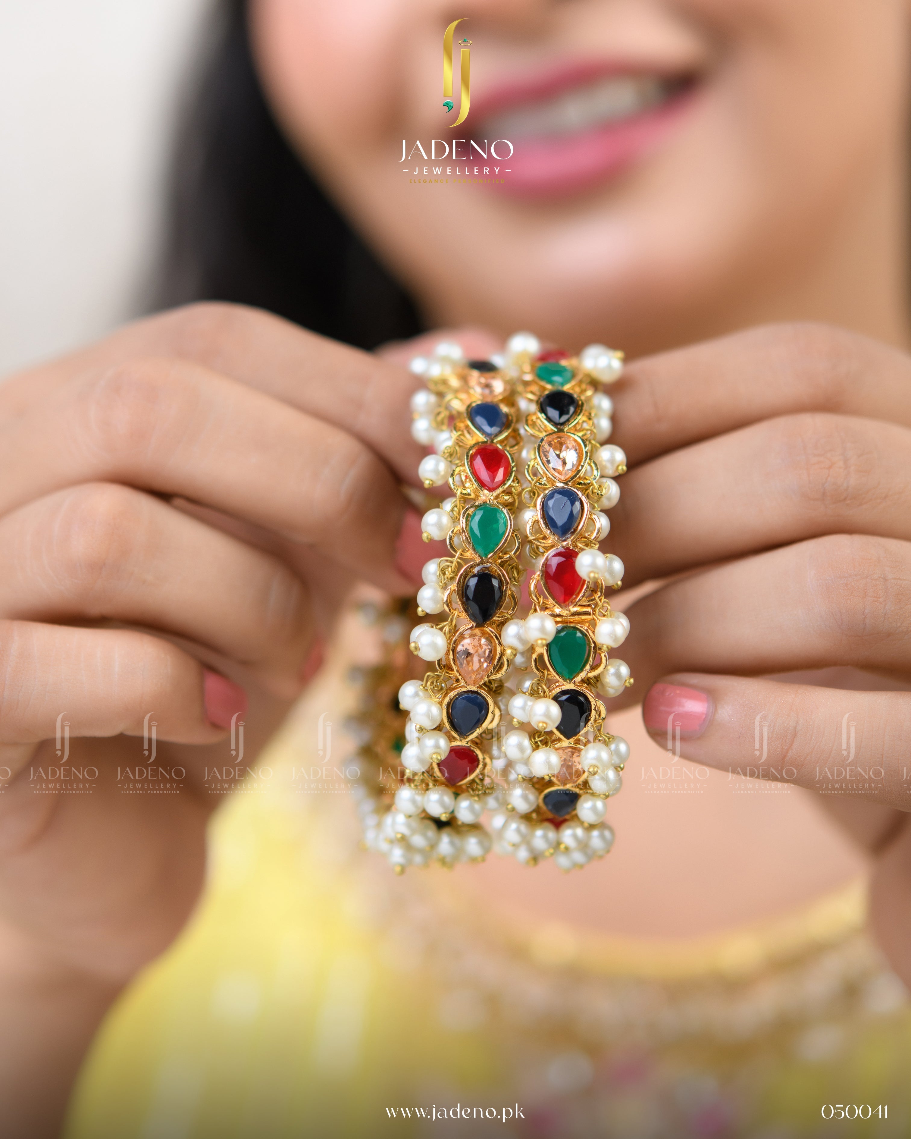 "Buy Stunning Handmade Pearl Open-able Bangles Online in Pakistan | Jadeno Jewellery"