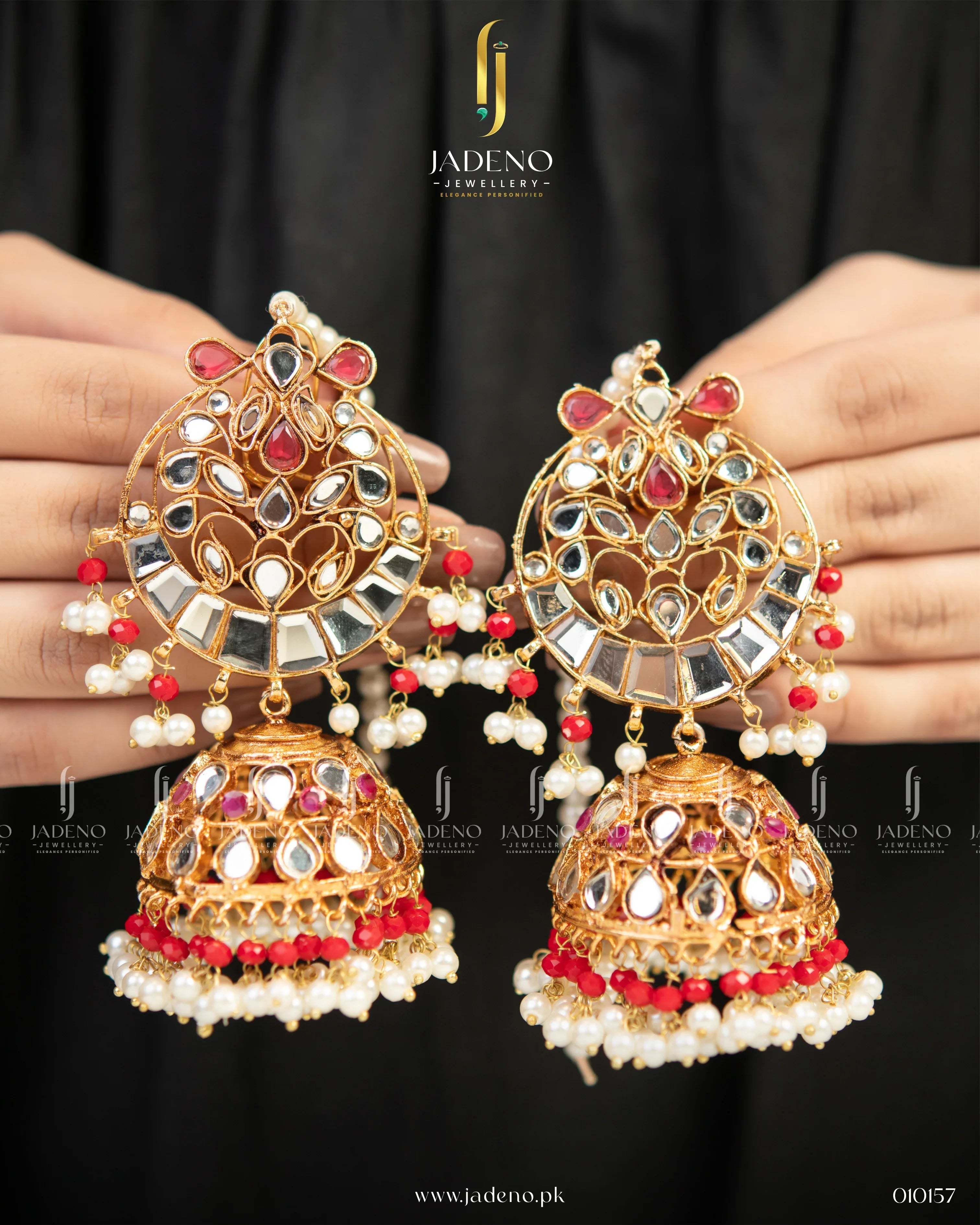 "Beautiful Handmade Sheesh Sahara Jhumkas - Jadeno"