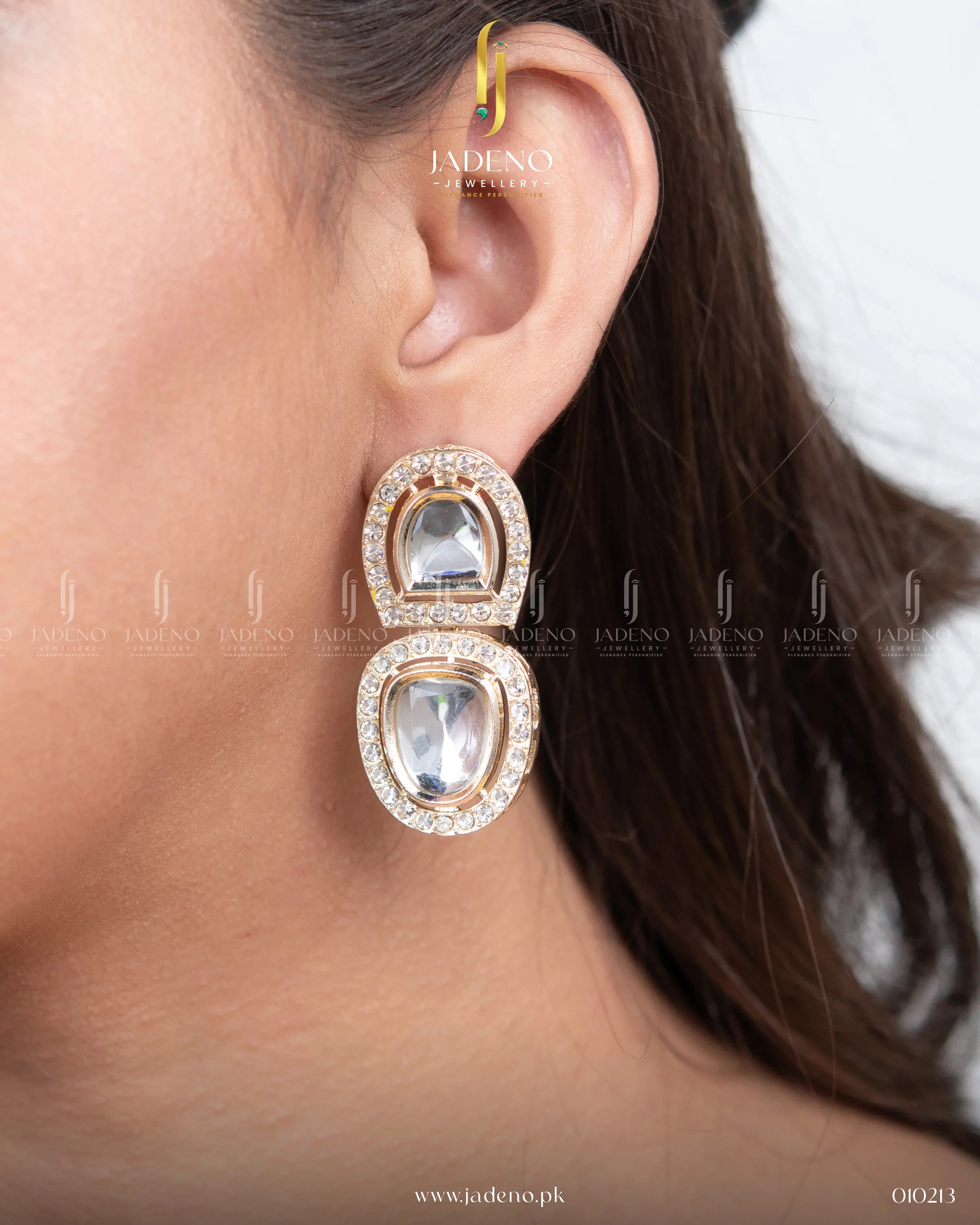 "Aruna Kundan Polki Earrings - Jadeno"