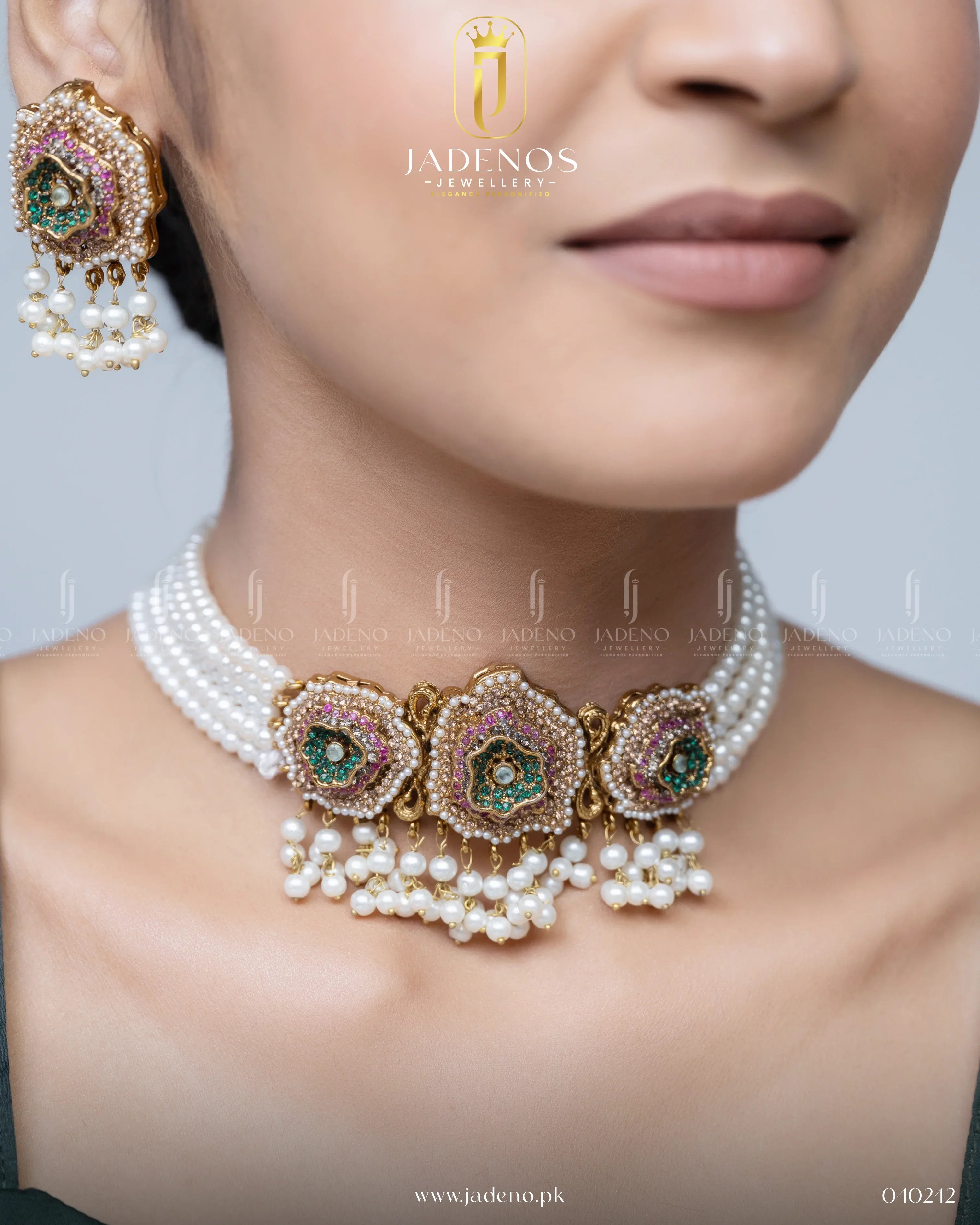 "Bahaar-e-Jameel Choker Set with Tika - Jadeno"