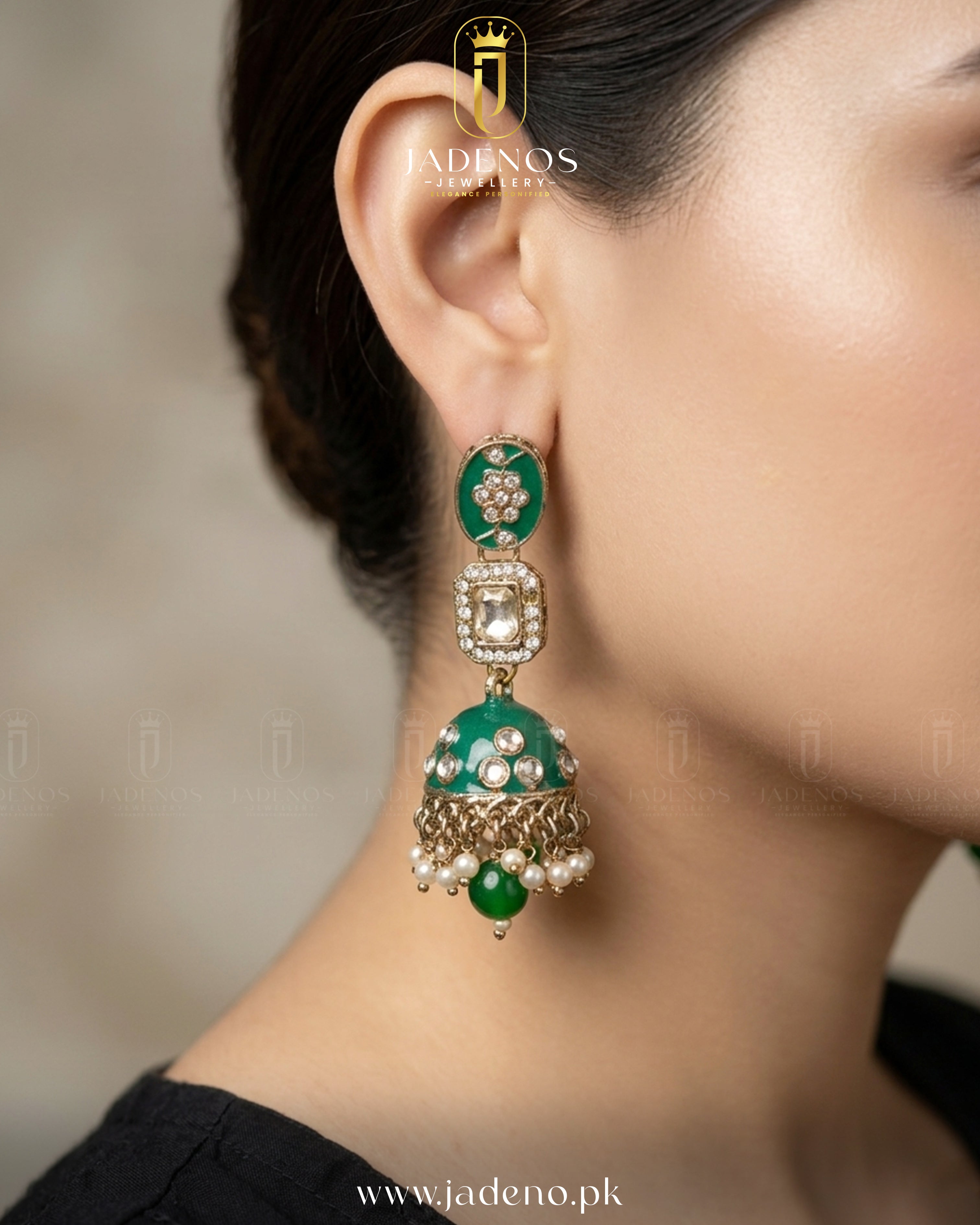 The Rang-e-Mehal jhumkas with Tika