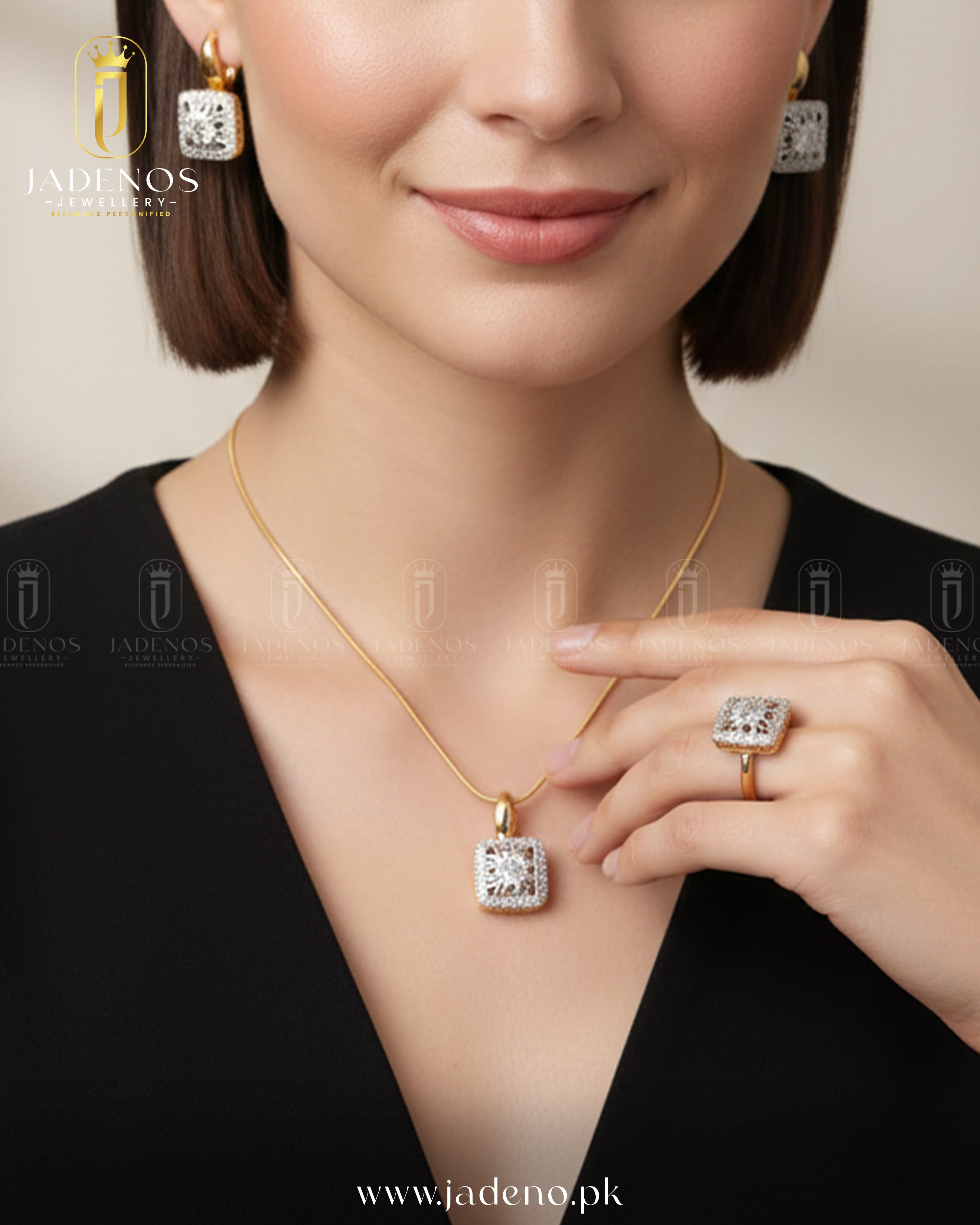 The ZIVA Gold Plated Combo Set with Adjustable Ring