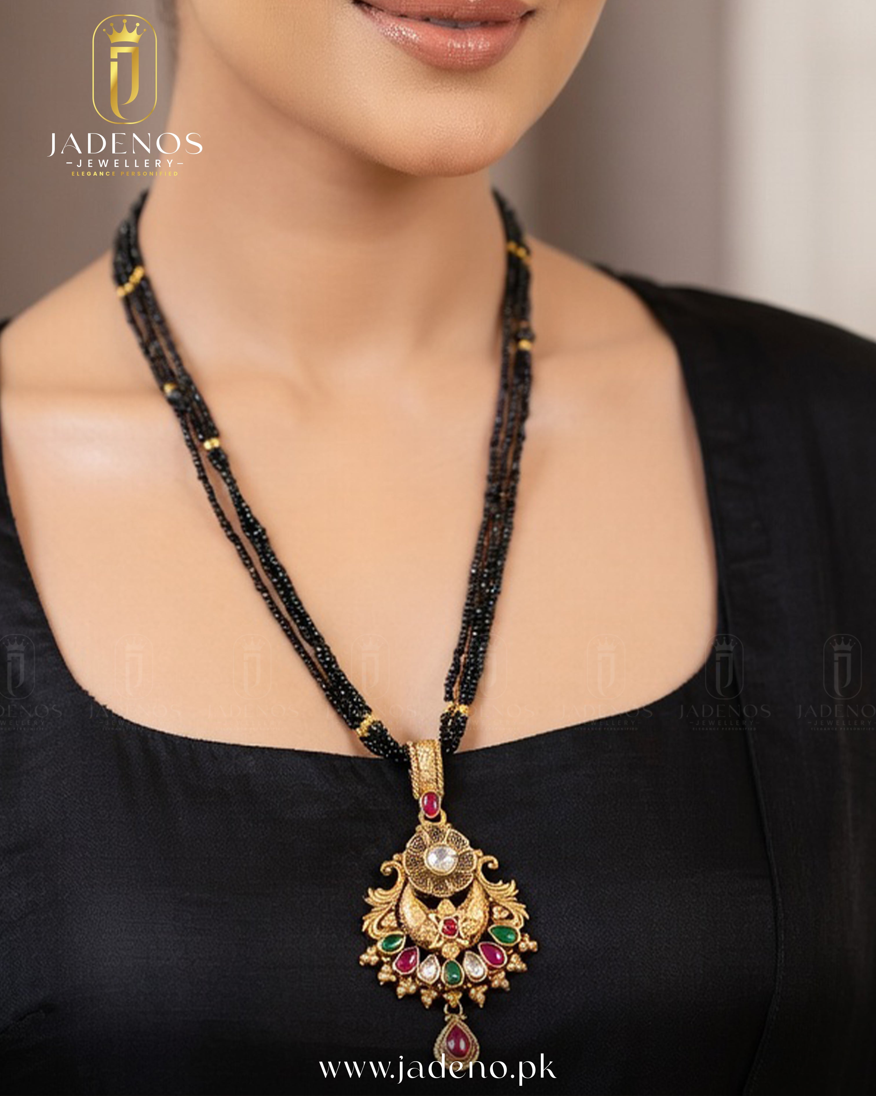 The Noir Bloom Indian Pendant Set