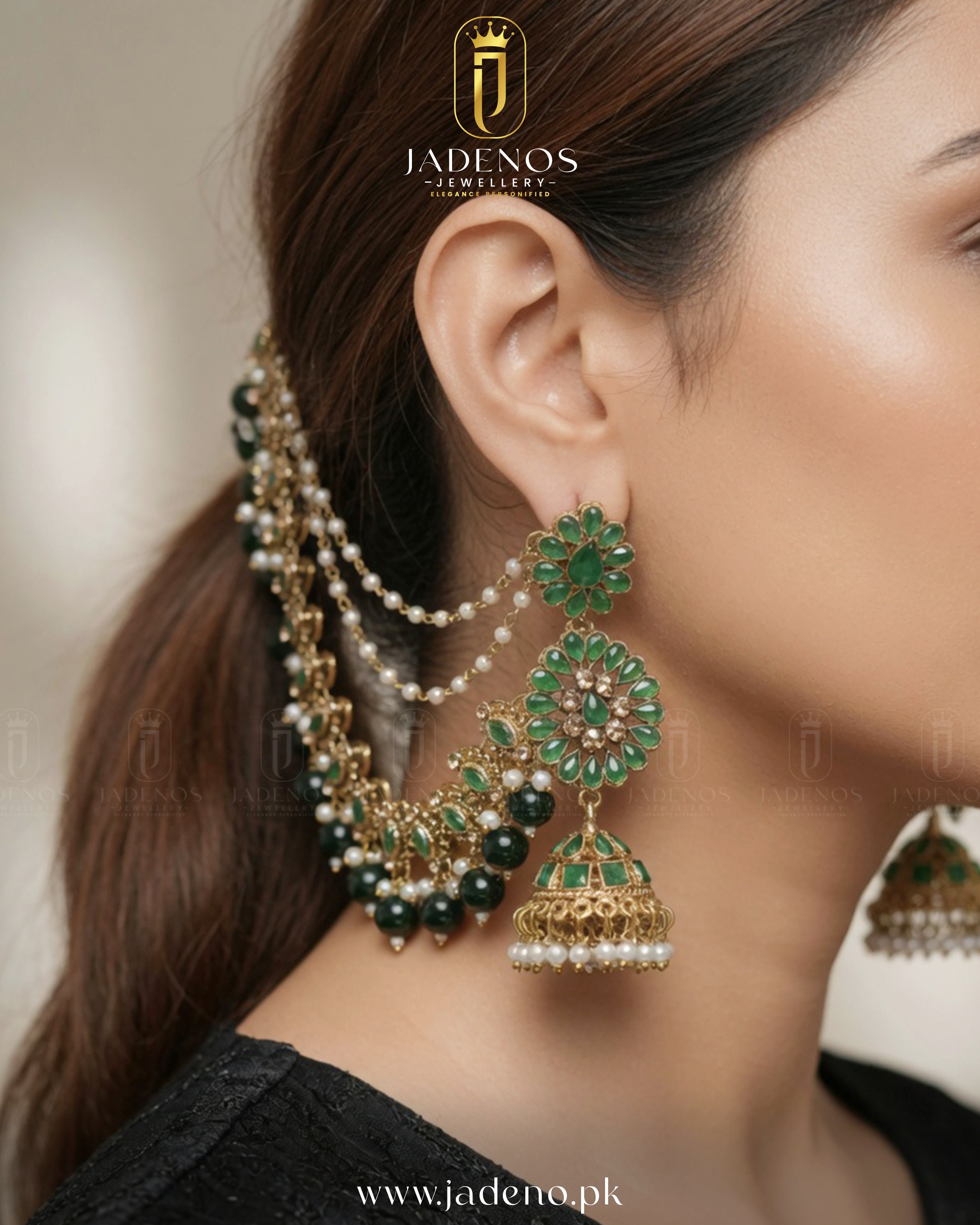 Shaahi Gulnaar Sahara Earrings With Tika