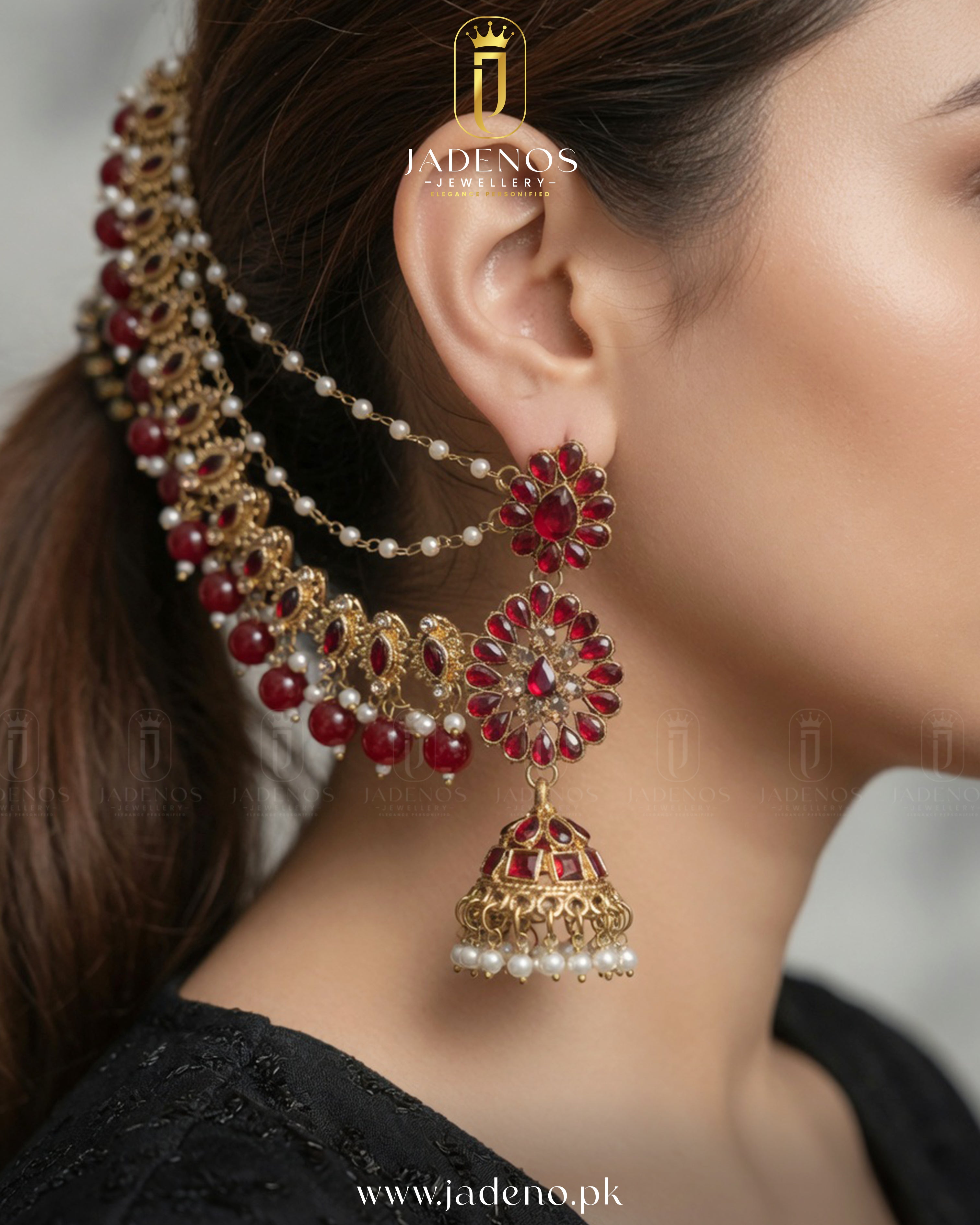 Shaahi Gulnaar Sahara Earrings With Tika