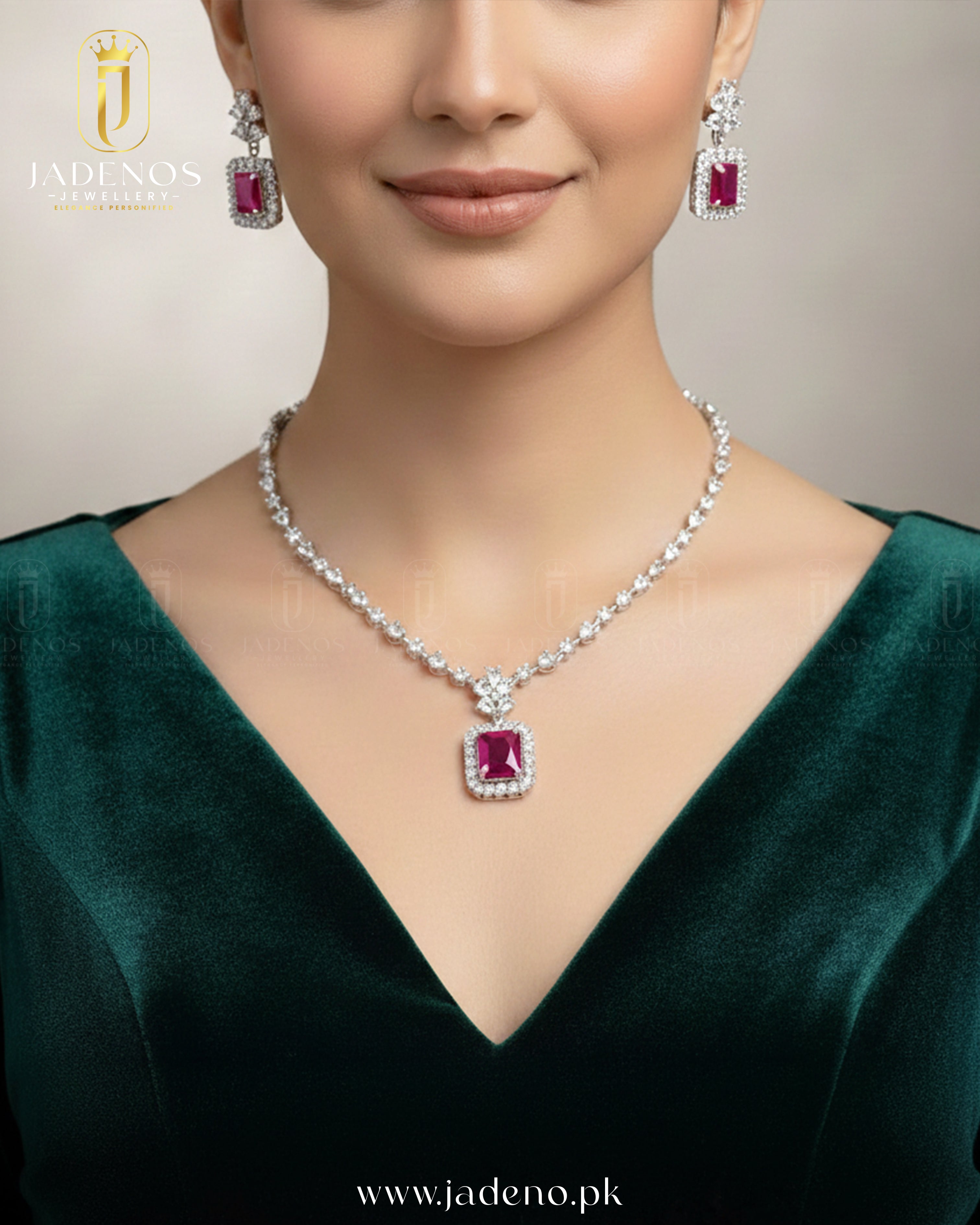 The Velora Luxe AD Necklace Set