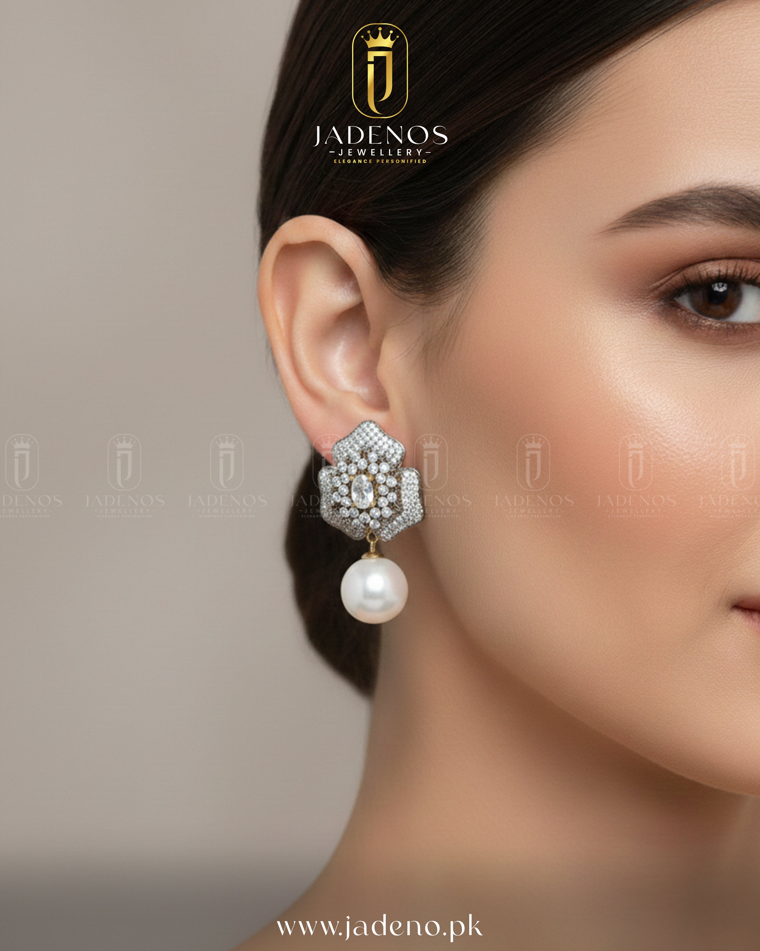 The Gold Polished Riwaaz Pearl Drop Studs