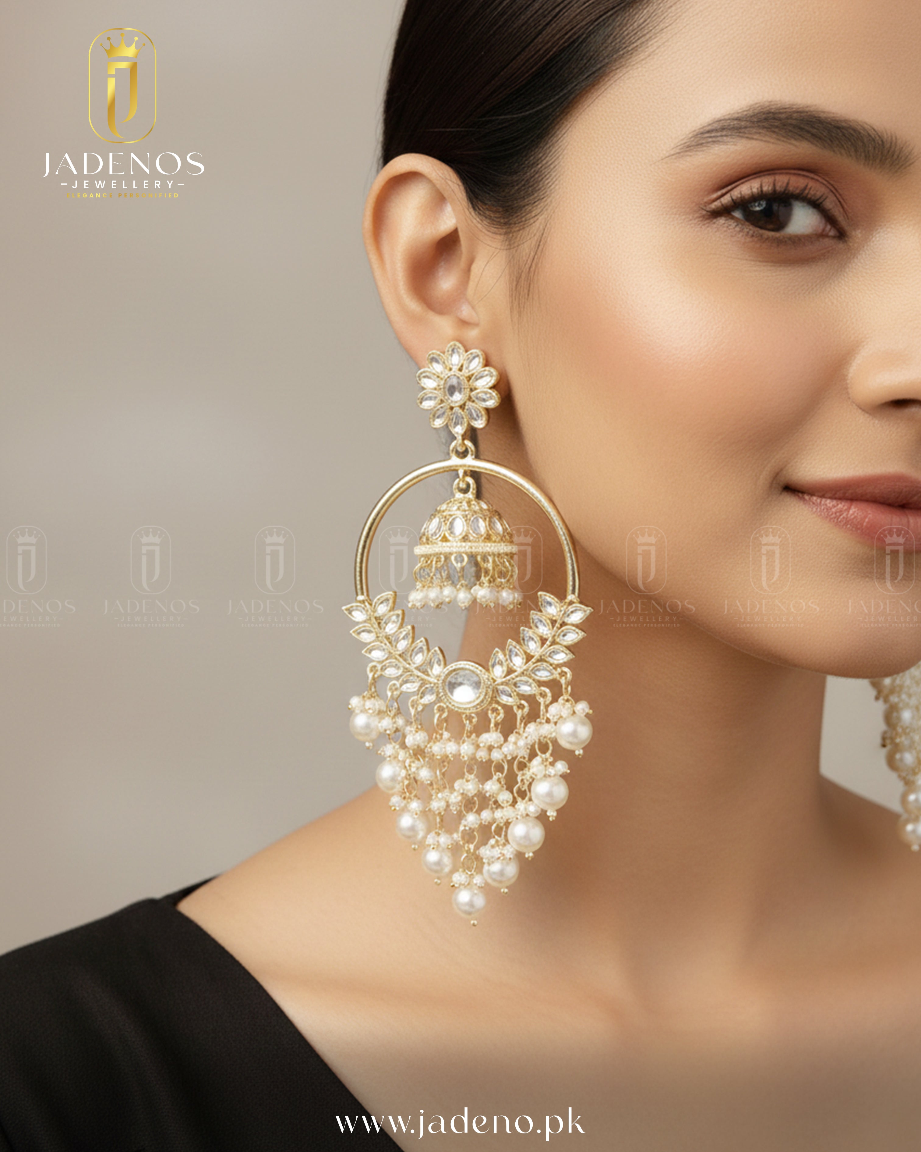 Pure Indian Kundan Chaand Phool Hoops