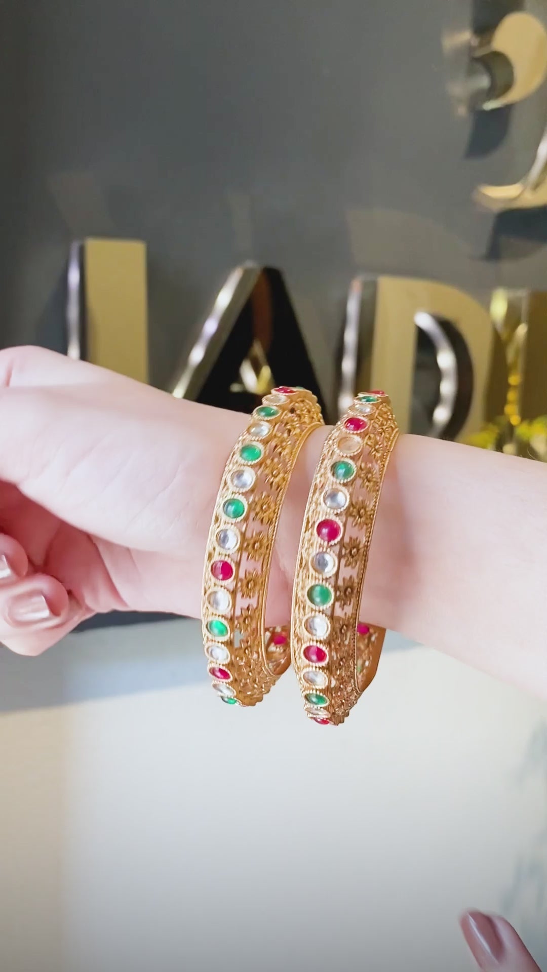 Traditional Multi Stones Rajwadi Bangles