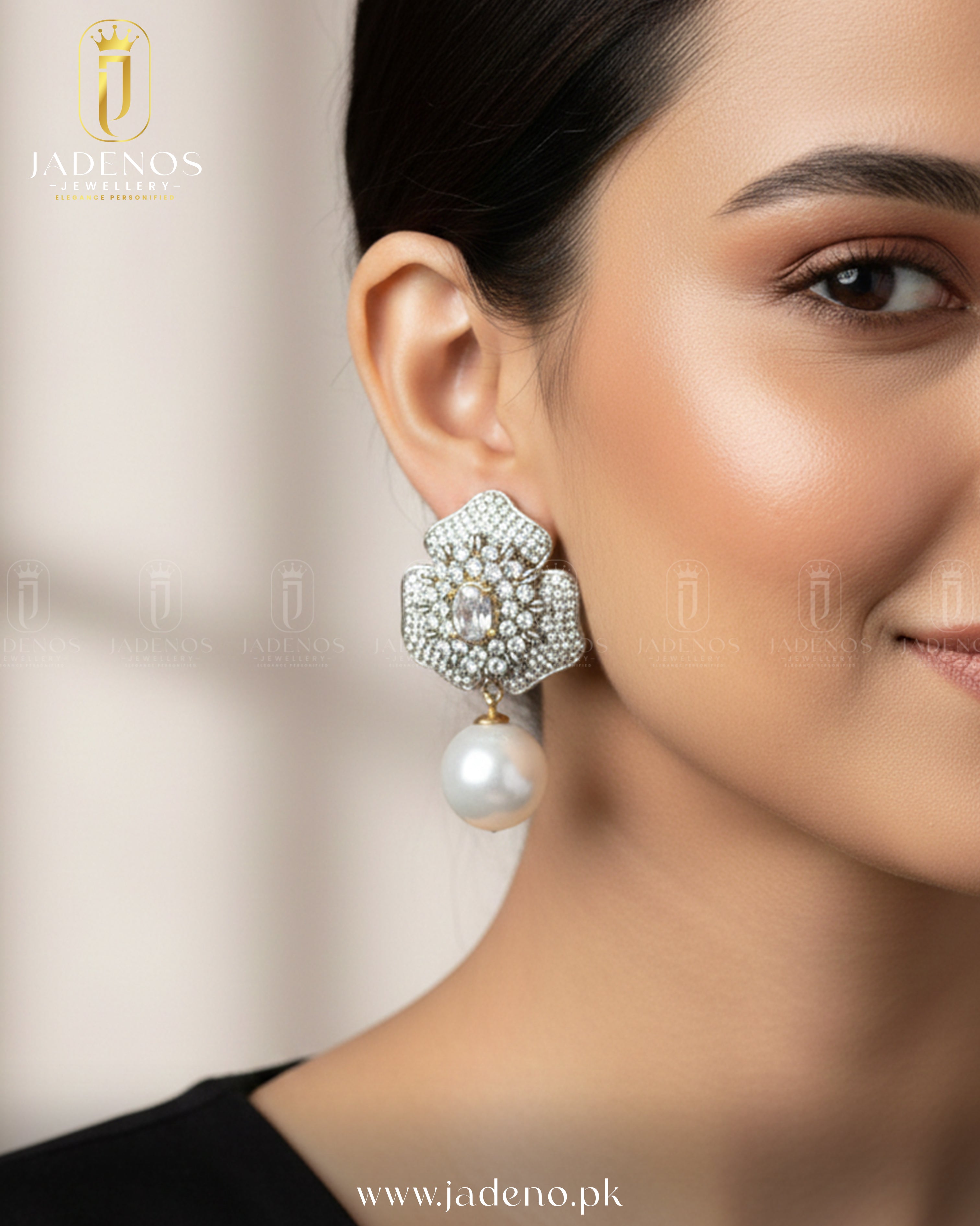 The Gold Polished Riwaaz Pearl Drop Studs