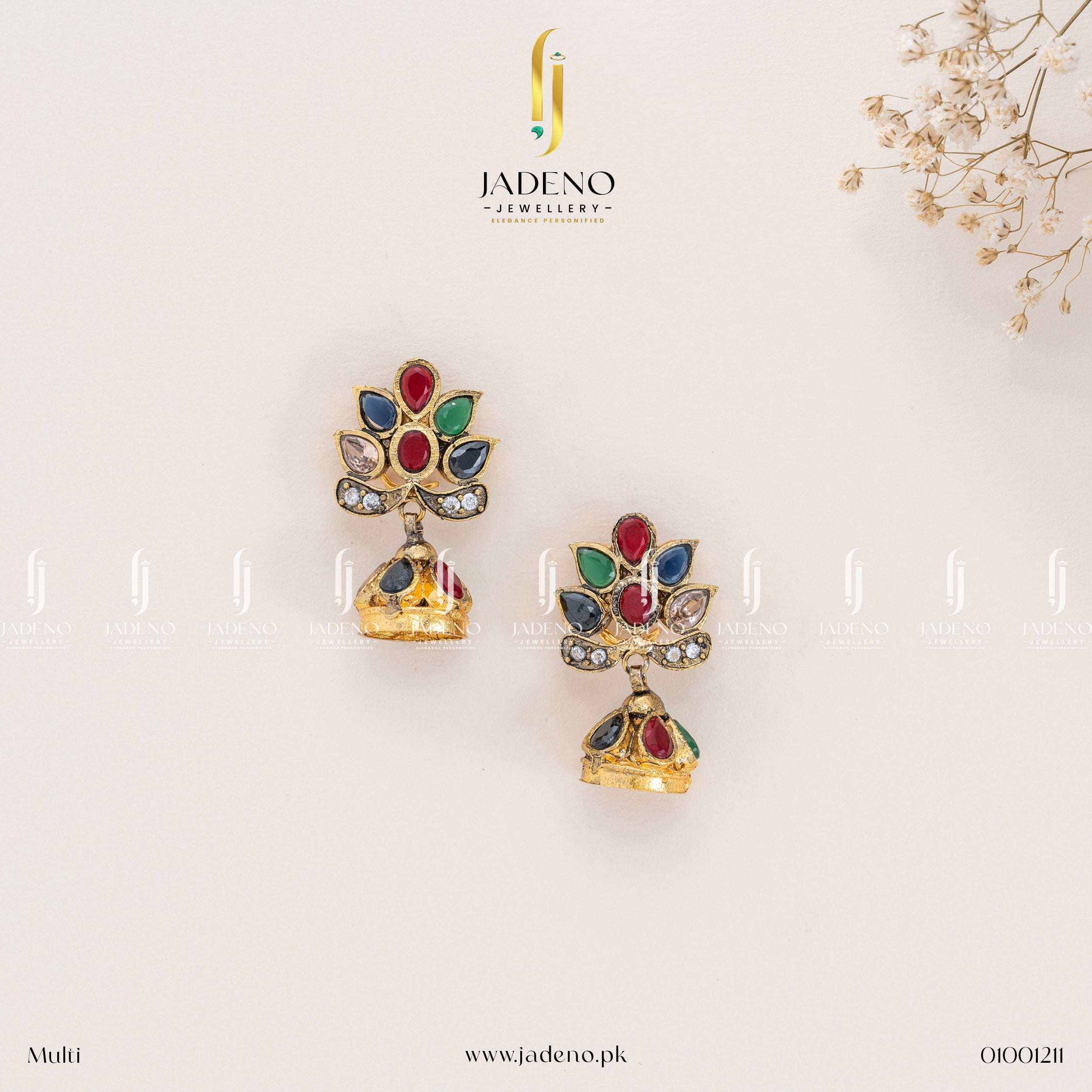 Buy Glamorous Zircon Polki Jhomki Online in Pakistan | Jadeno.pk
