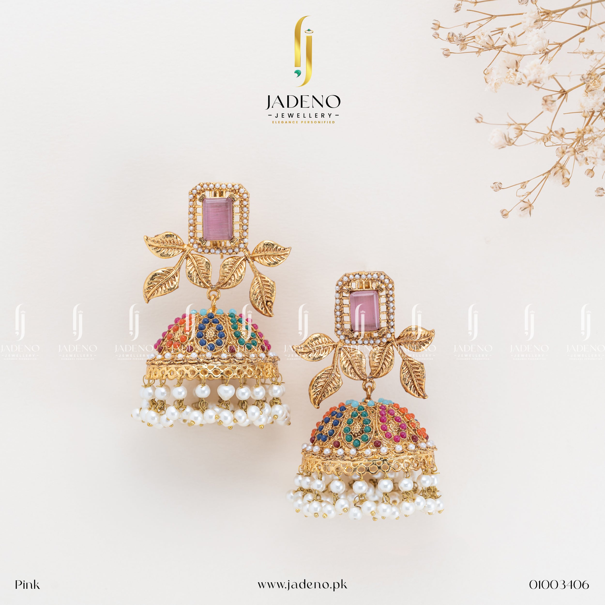 Alluring Nauratan Gem Stone Jhumka