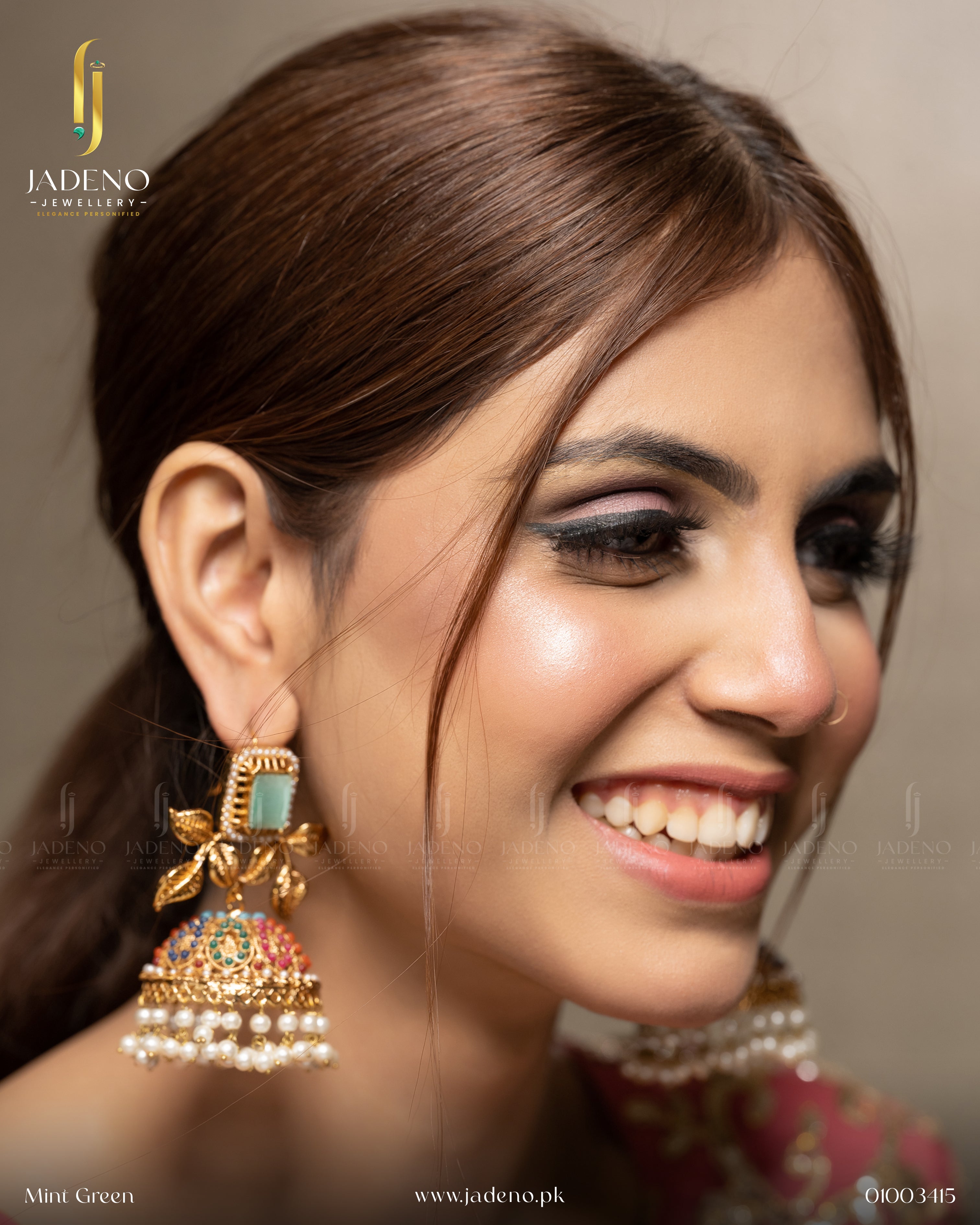 Buy Alluring Nauratan Gem Stone Jhumka Online in Pakistan | Jadeno.pk
