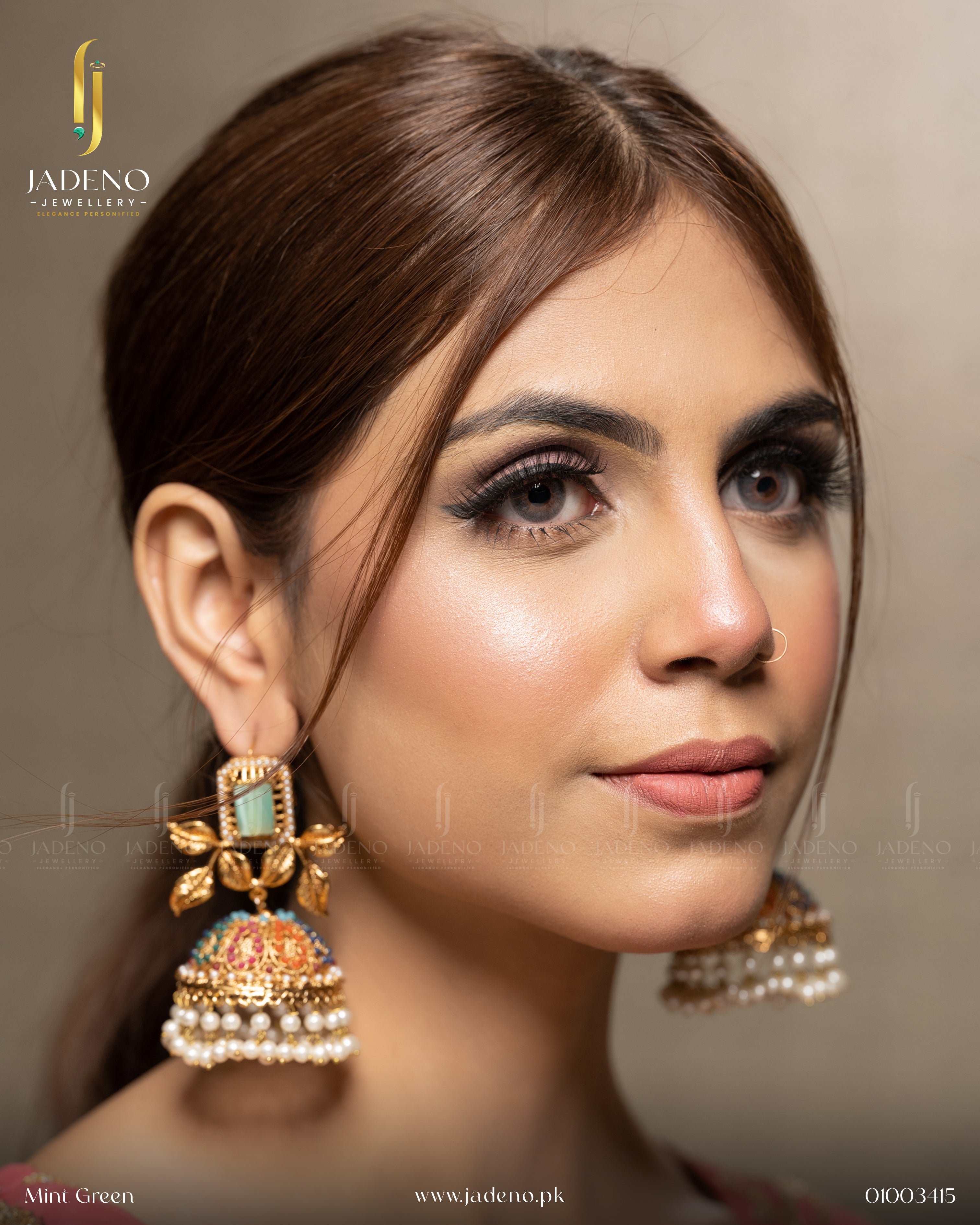 Buy Alluring Nauratan Gem Stone Jhumka Online in Pakistan | Jadeno.pk