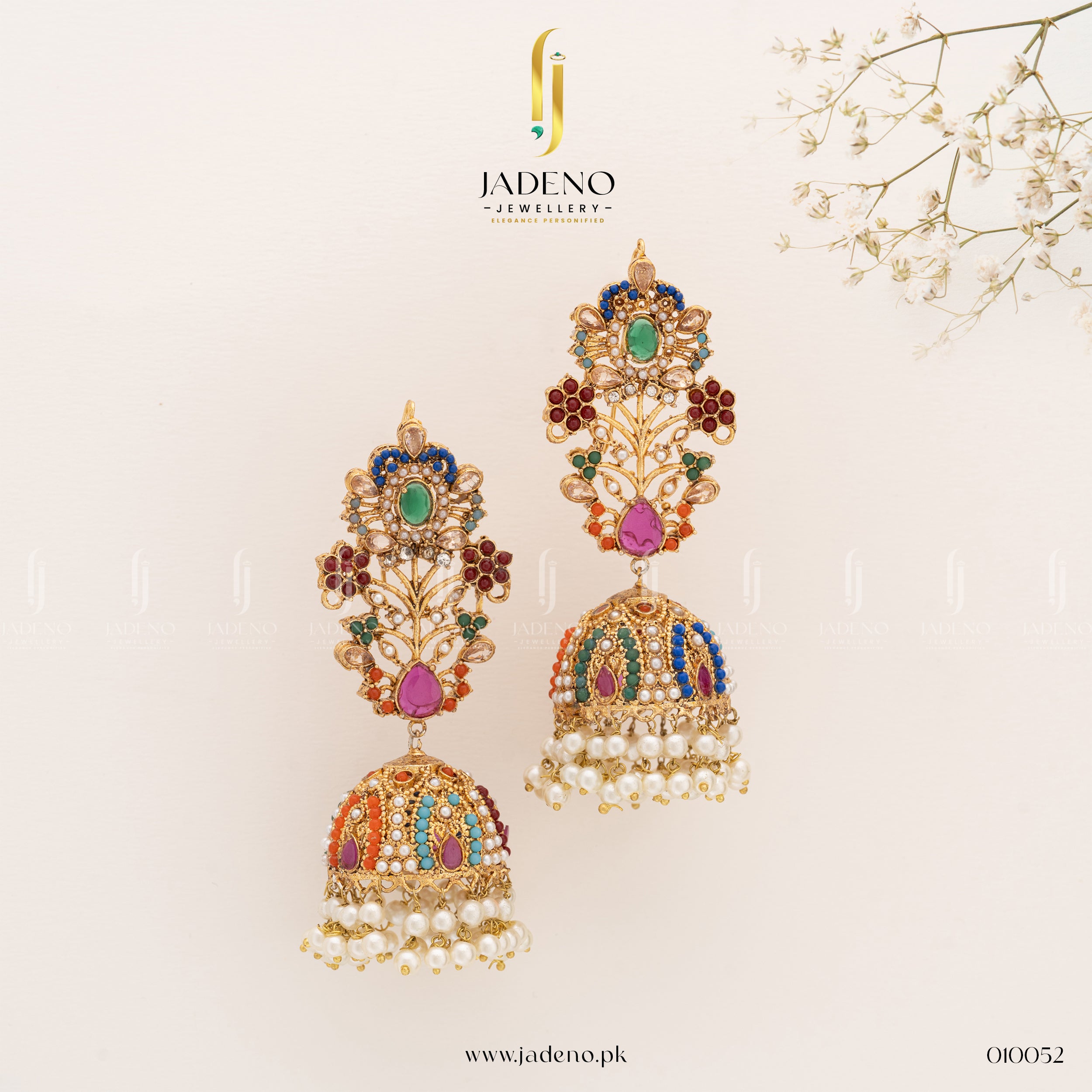 Buy Delicate Trendy Nauratan Jhumka Online in Pakistan | Jadeno.pk
