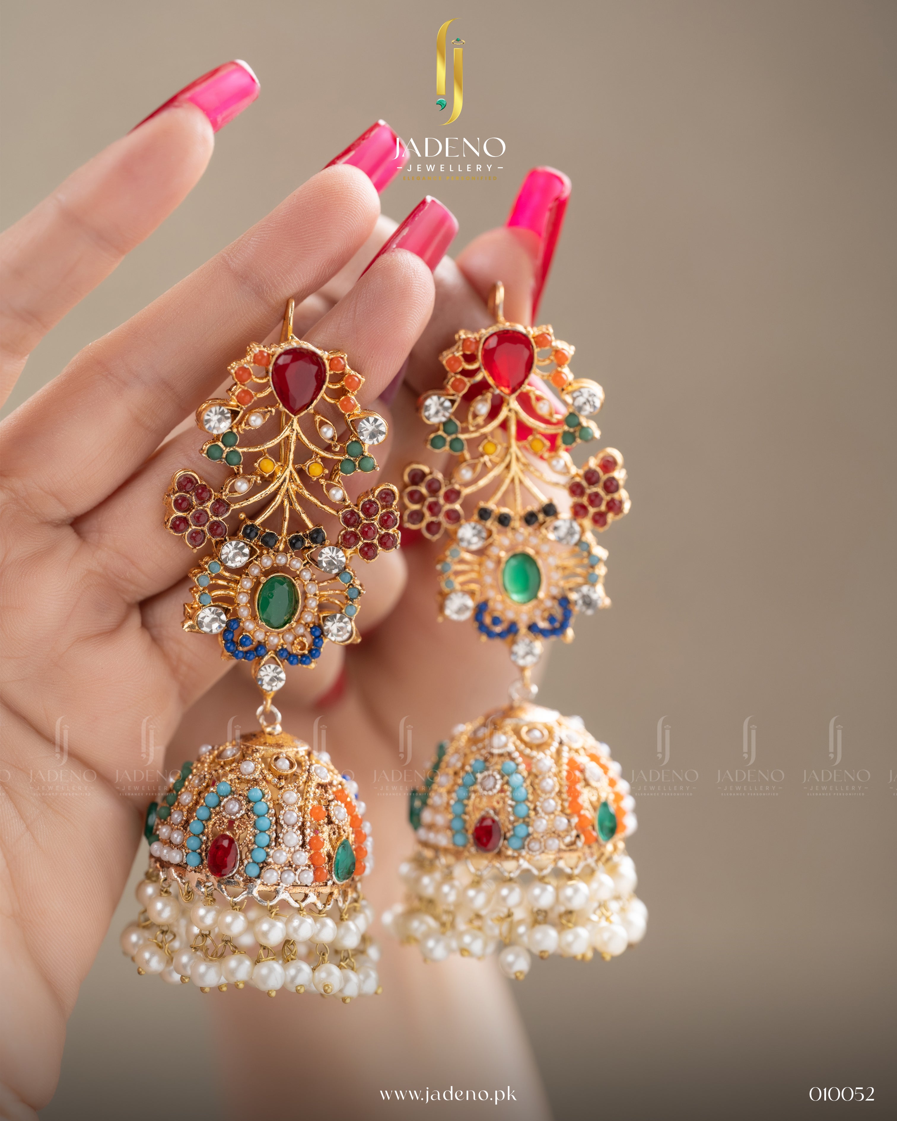 Buy Delicate Trendy Nauratan Jhumka Online in Pakistan | Jadeno.pk