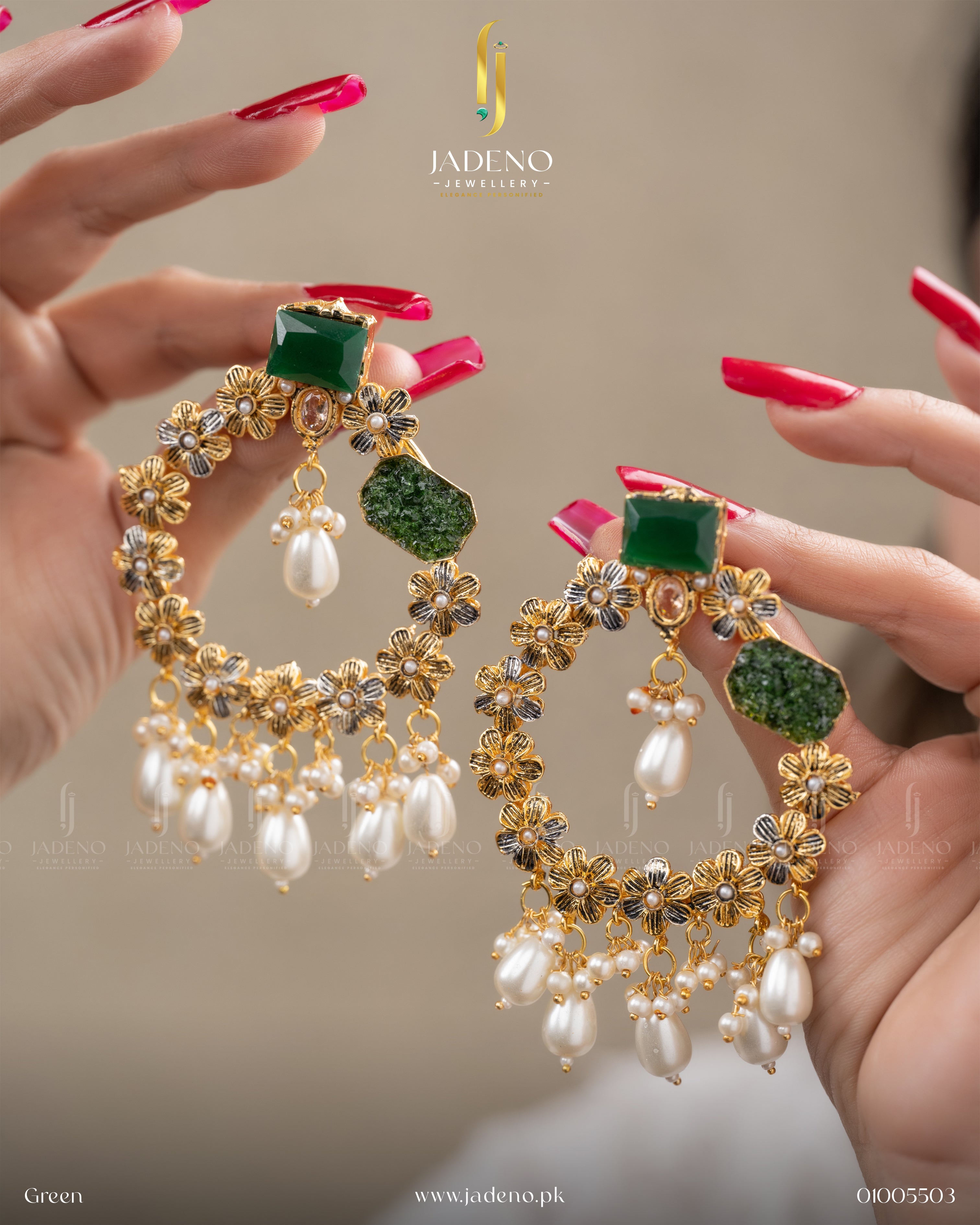 Buy Designer's Crafted Crush Stones Earrings Online in Pakistan | Jadeno.pk