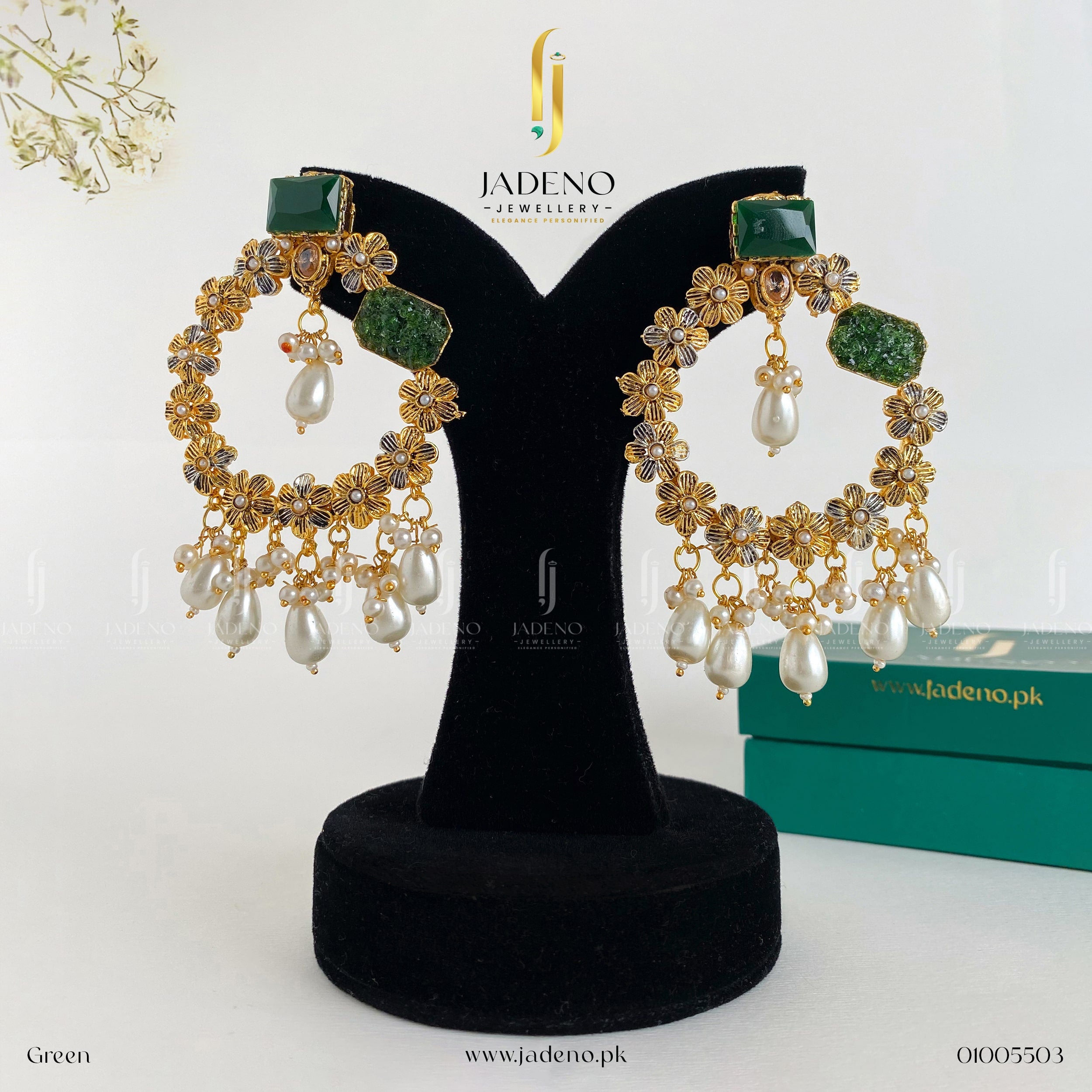 Buy Designer's Crafted Crush Stones Earrings Online in Pakistan | Jadeno.pk