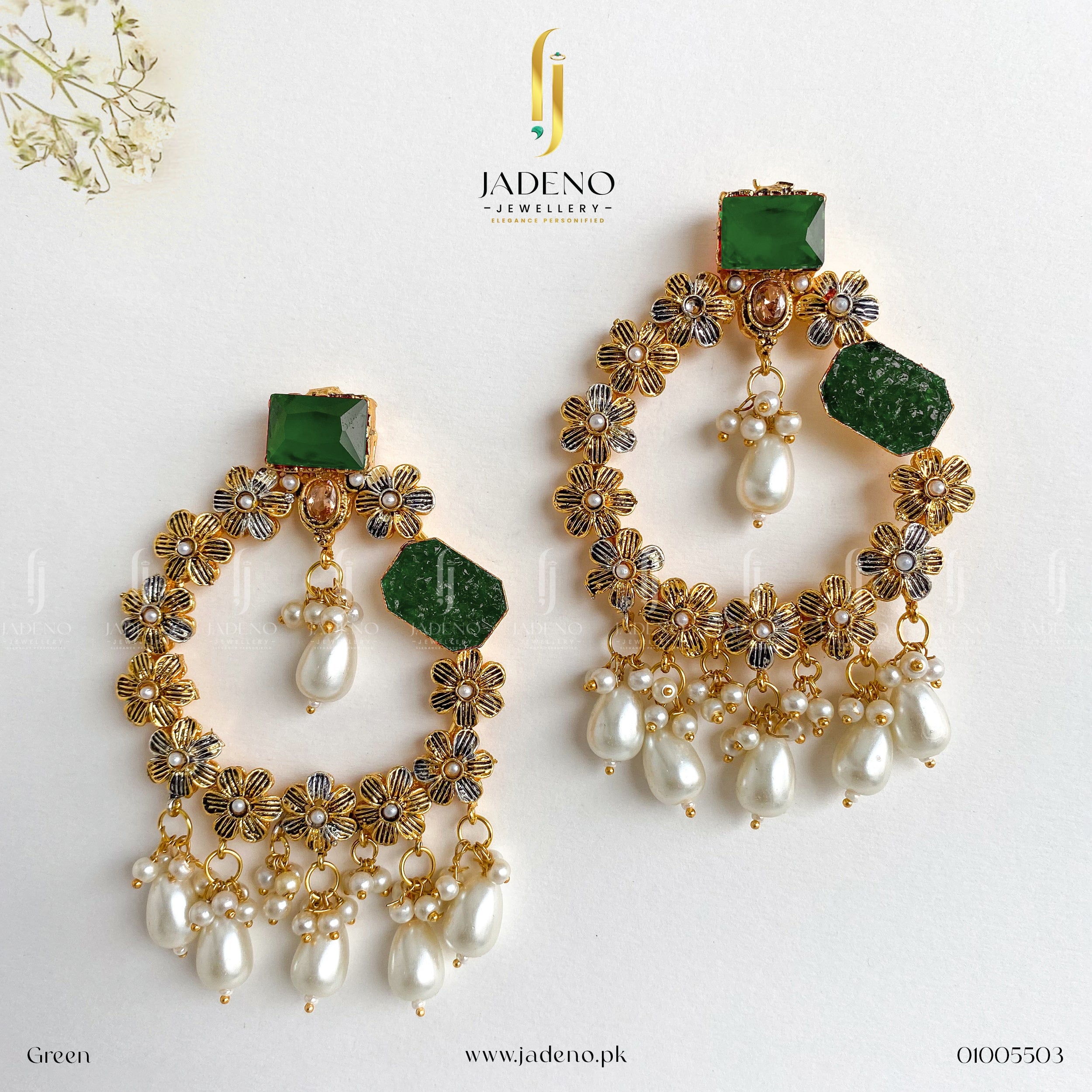 Buy Designer's Crafted Crush Stones Earrings Online in Pakistan | Jadeno.pk