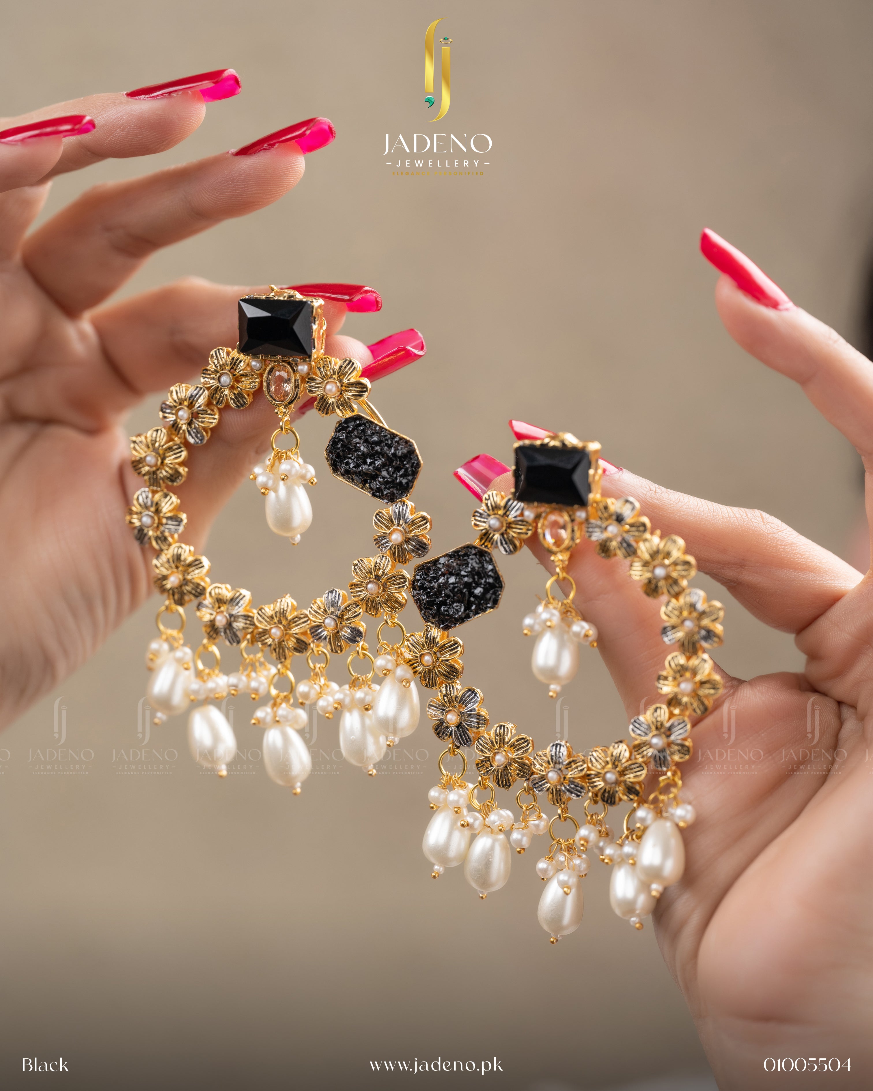 Buy Designer's Crafted Crush Stones Earrings Online in Pakistan | Jadeno.pk